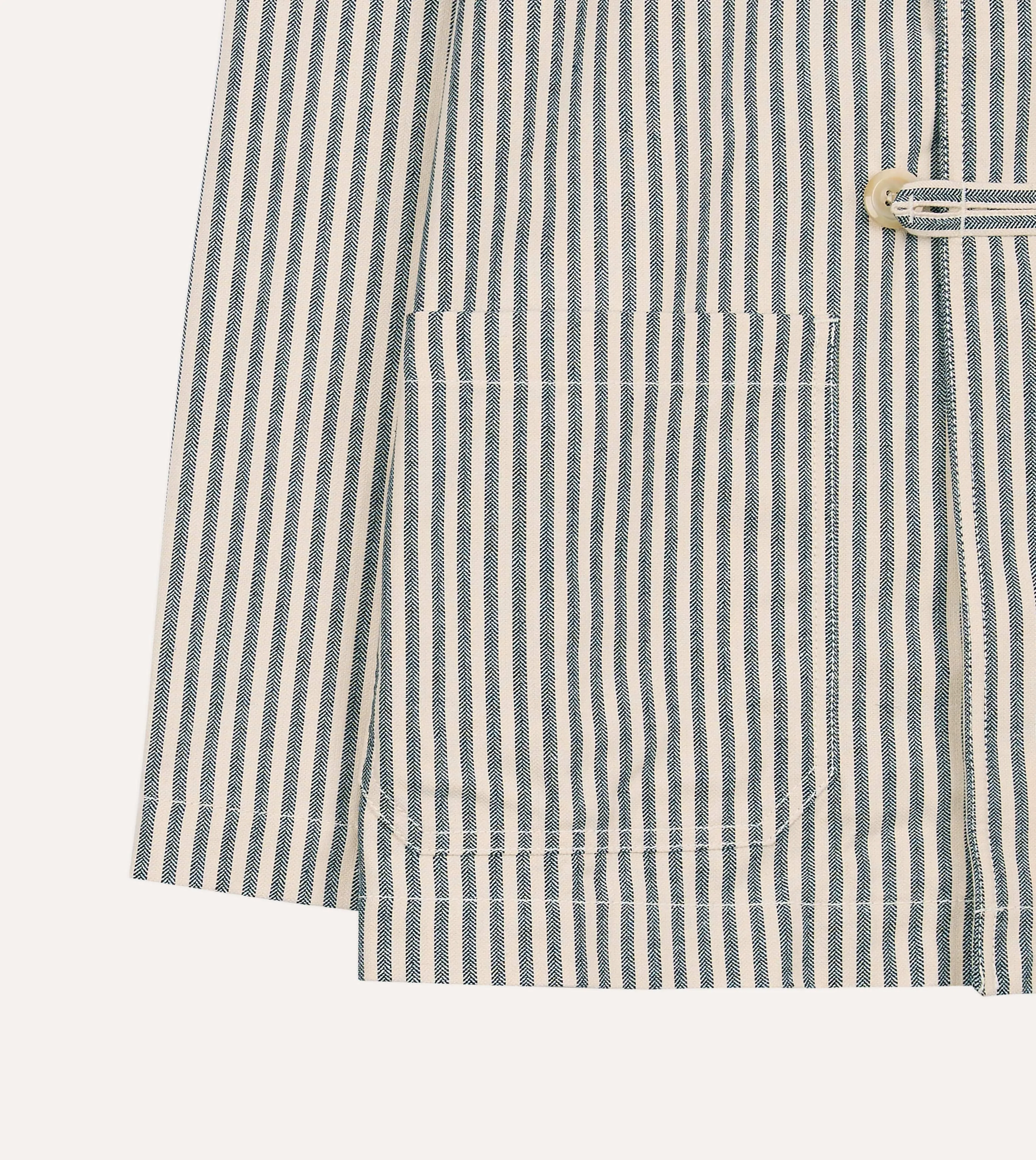 Blue and Ecru Stripe Cotton-Linen Deck Chore Jacket sold by Drake's London product image thumbnail 5