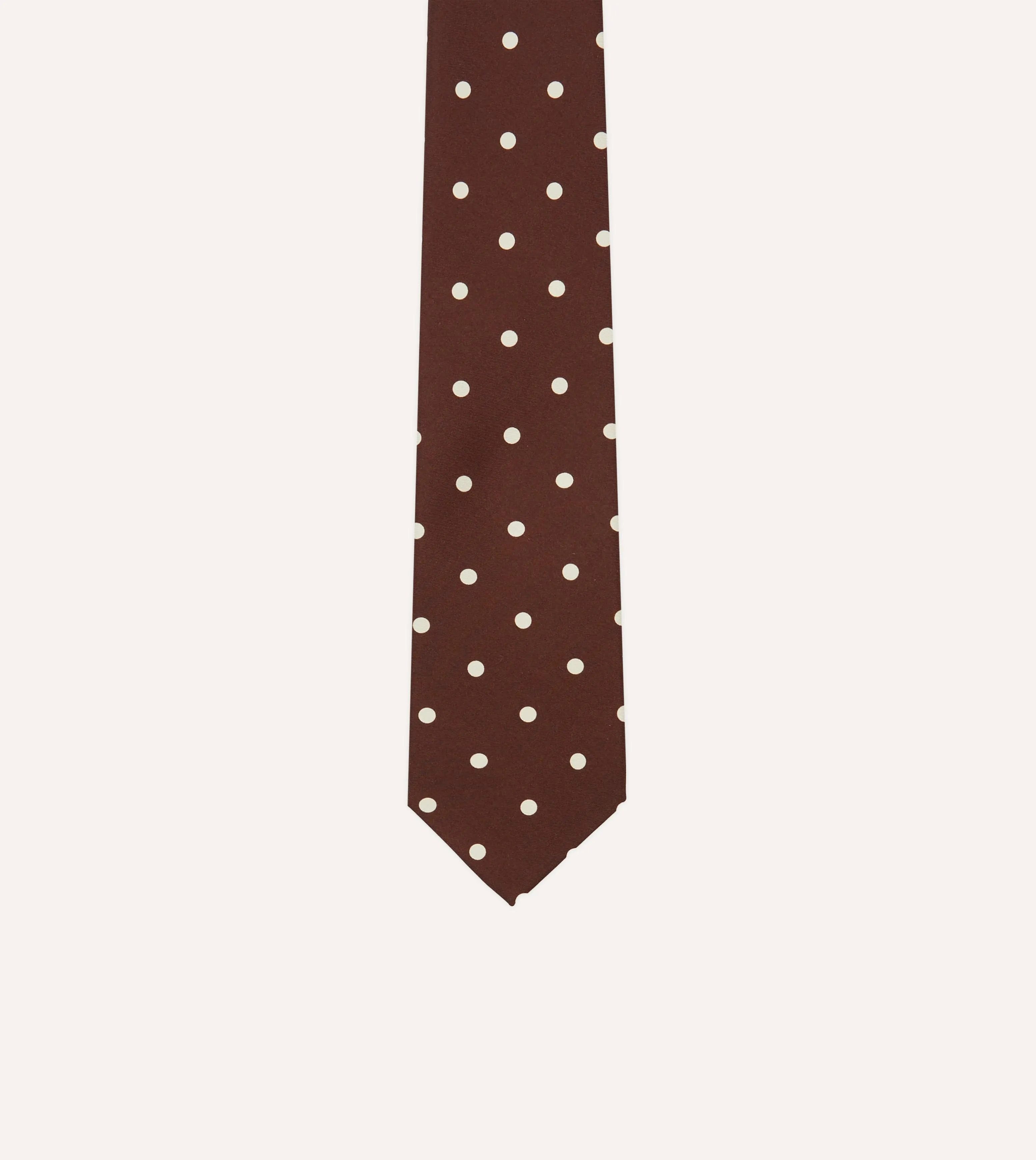 Brown Large Spot Silk Self-Tipped Tie sold by Drake's London product image thumbnail 3