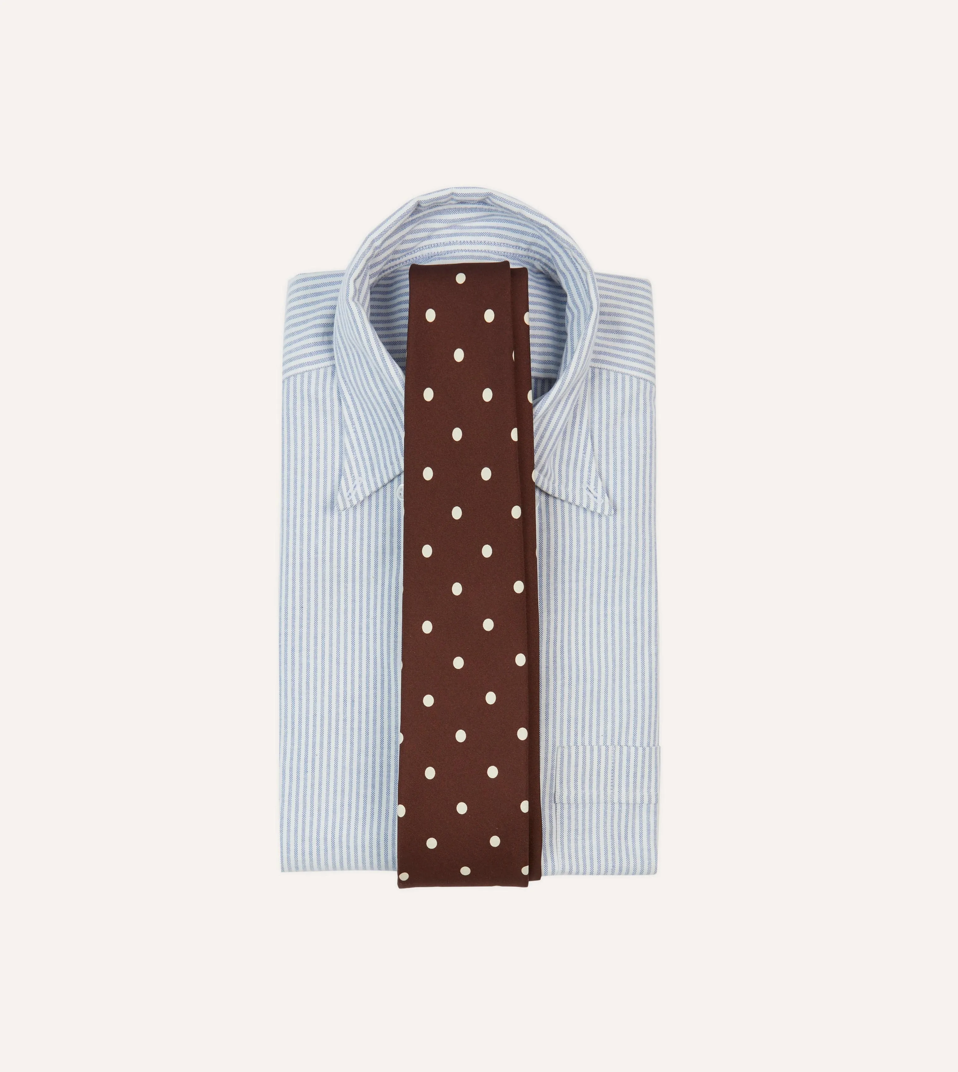 Brown Large Spot Silk Self-Tipped Tie sold by Drake's London product image thumbnail 2