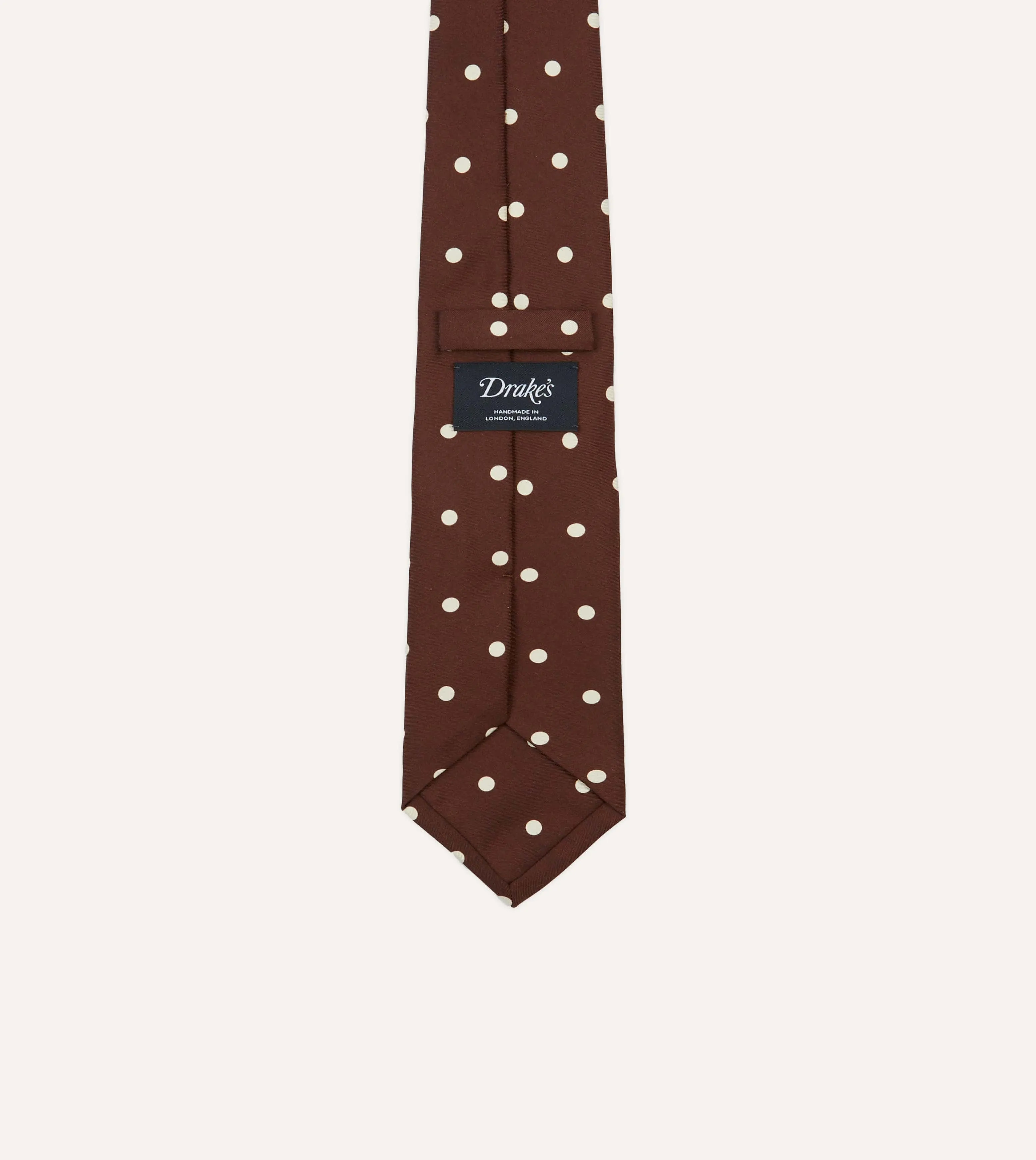 Brown Large Spot Silk Self-Tipped Tie sold by Drake's London product image thumbnail 4