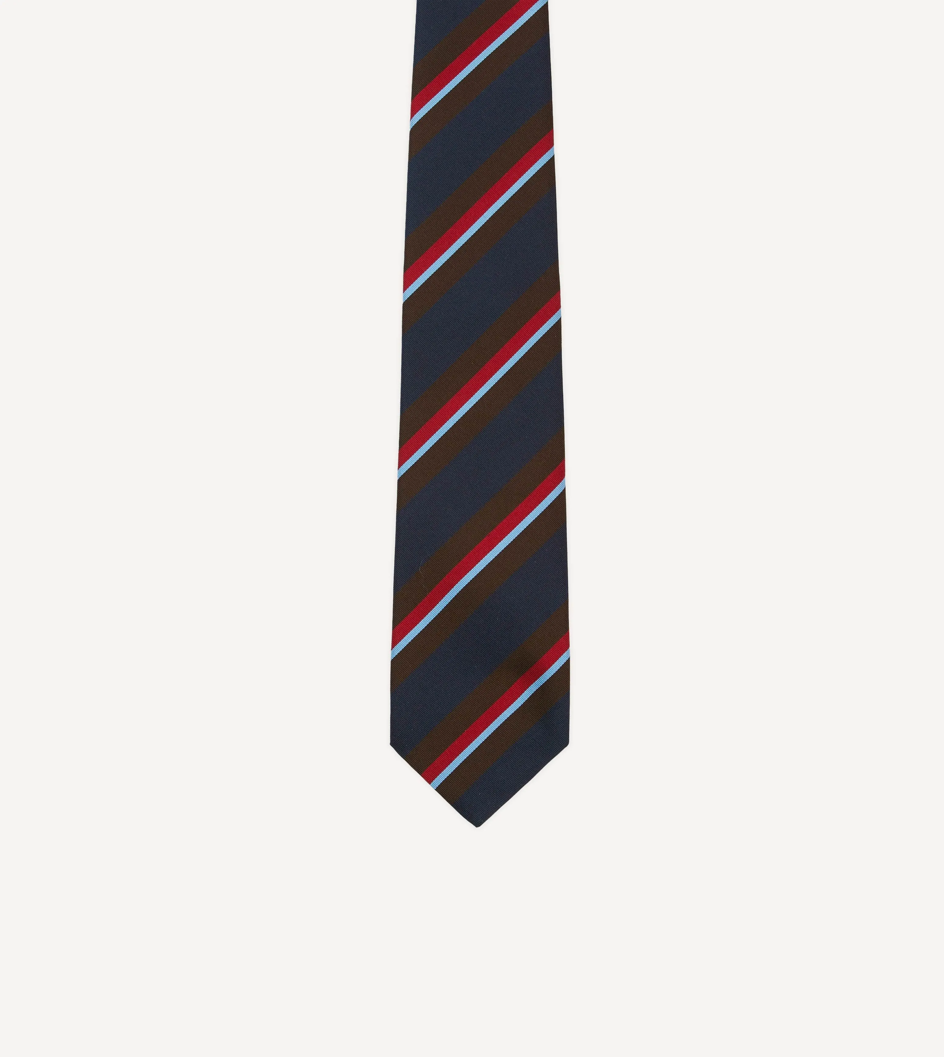 Navy, Brown and Red Stripe Mogador Silk Tipped Tie sold by Drake's London product image thumbnail 3