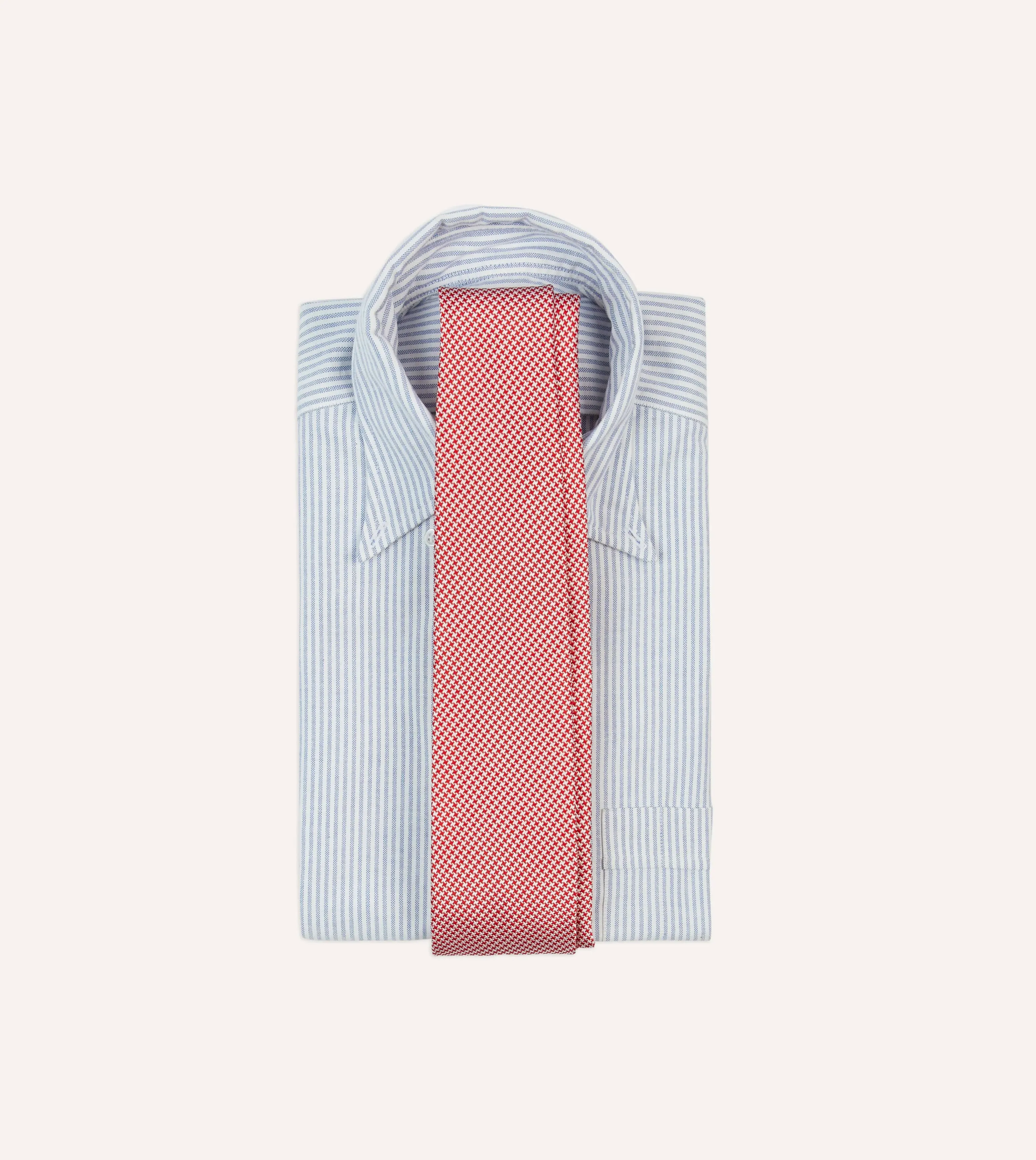 Red Houndstooth Mogador Silk Tipped Tie sold by Drake's London product image thumbnail 2