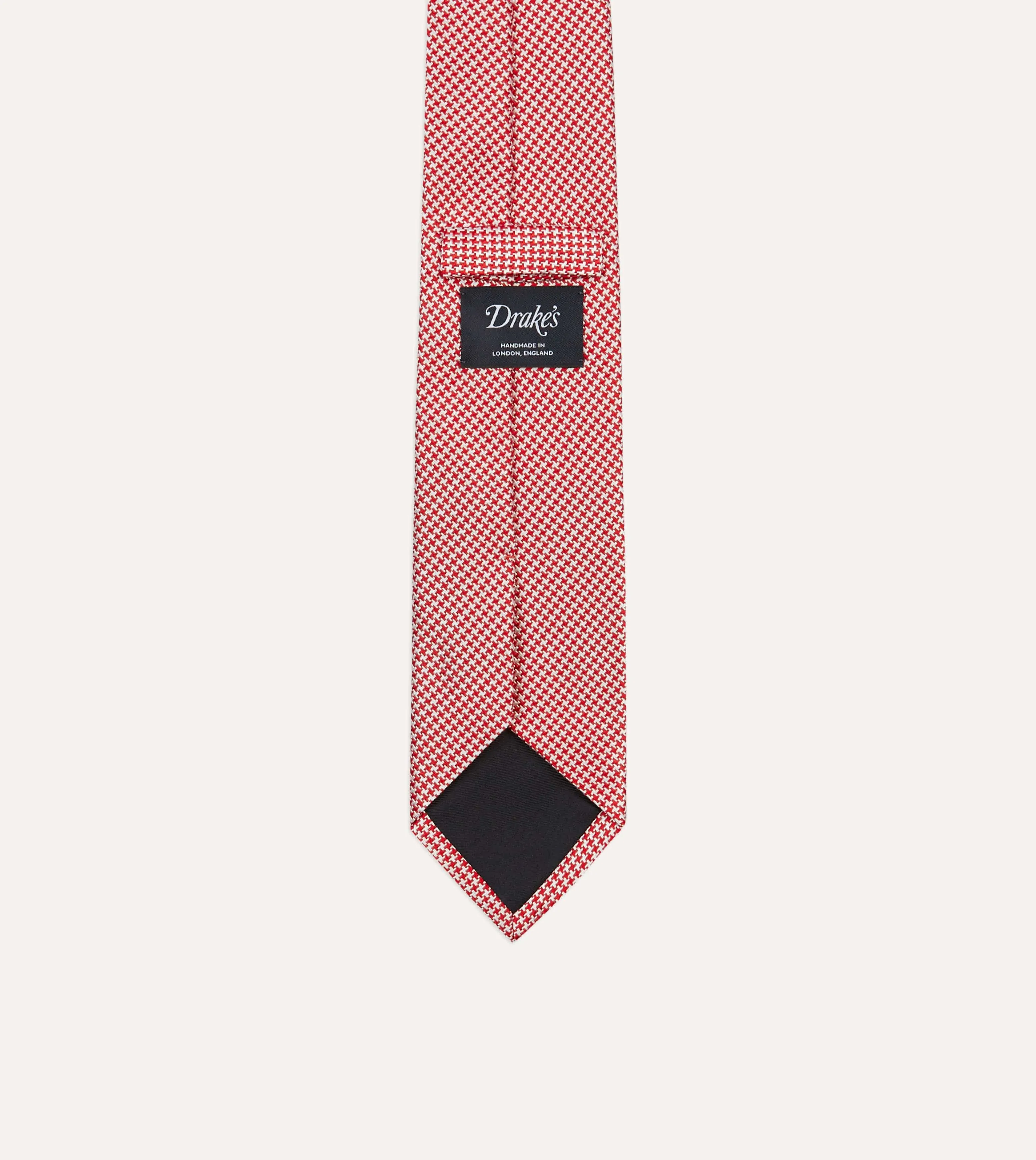 Red Houndstooth Mogador Silk Tipped Tie sold by Drake's London product image thumbnail 4