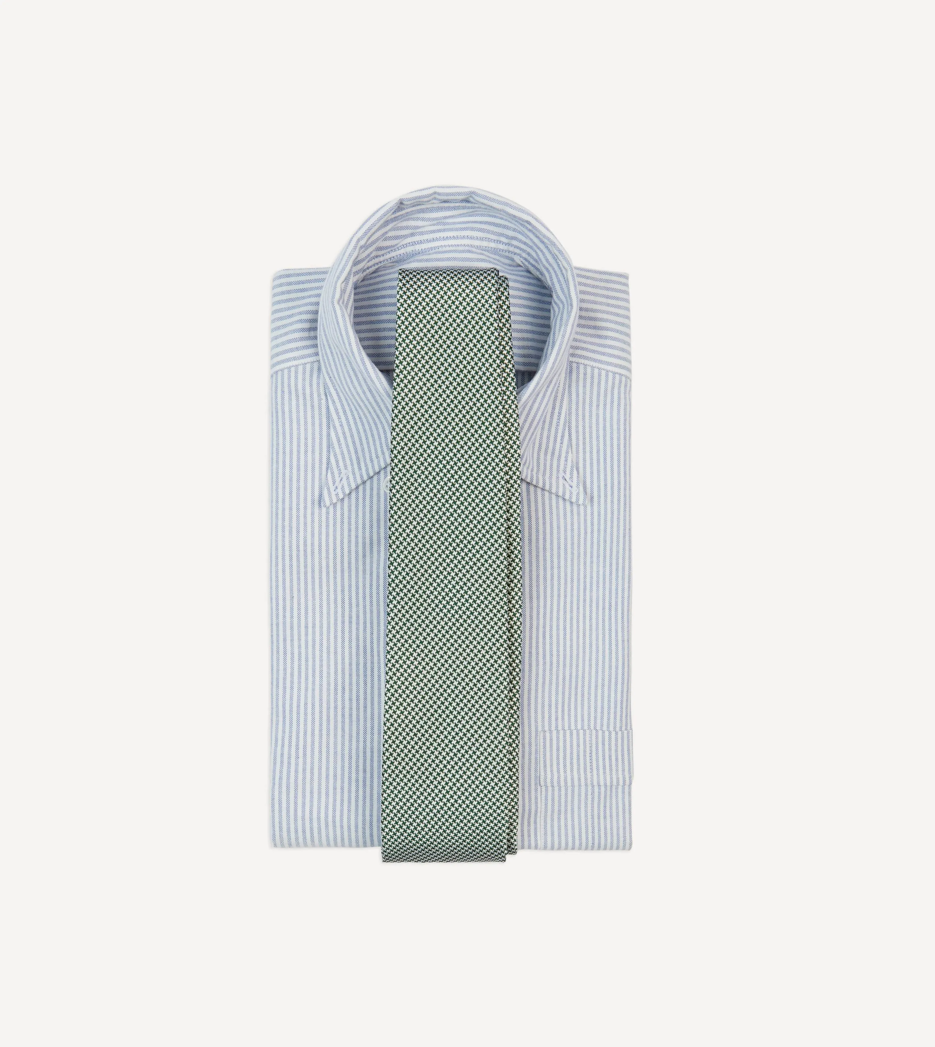 Green Houndstooth Mogador Silk Tipped Tie sold by Drake's London product image thumbnail 2