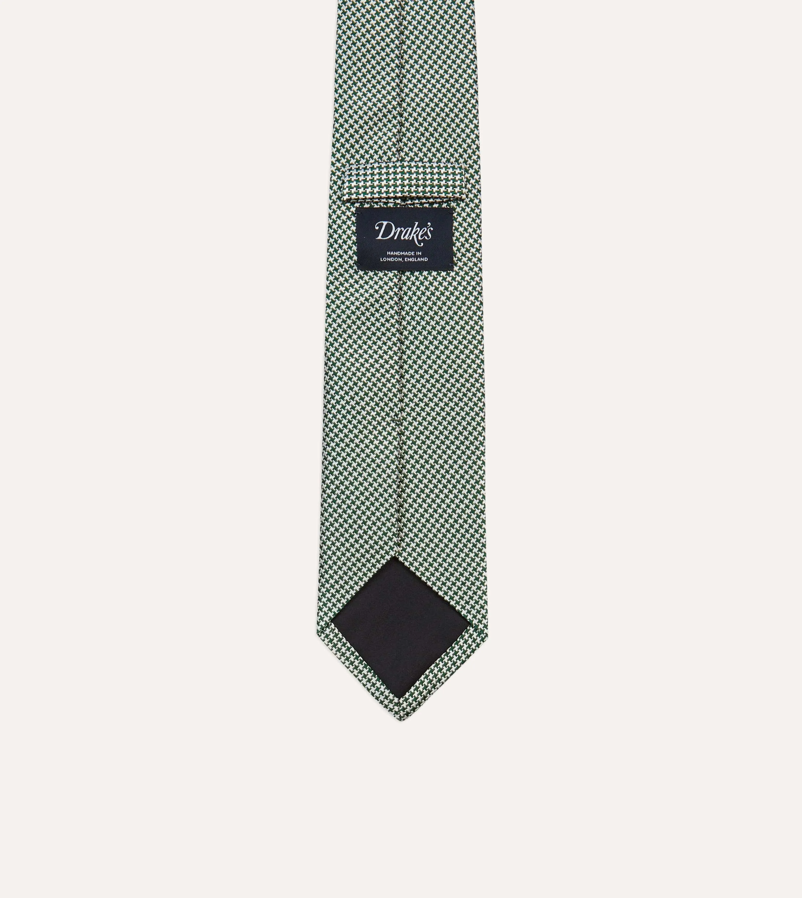 Green Houndstooth Mogador Silk Tipped Tie sold by Drake's London product image thumbnail 4