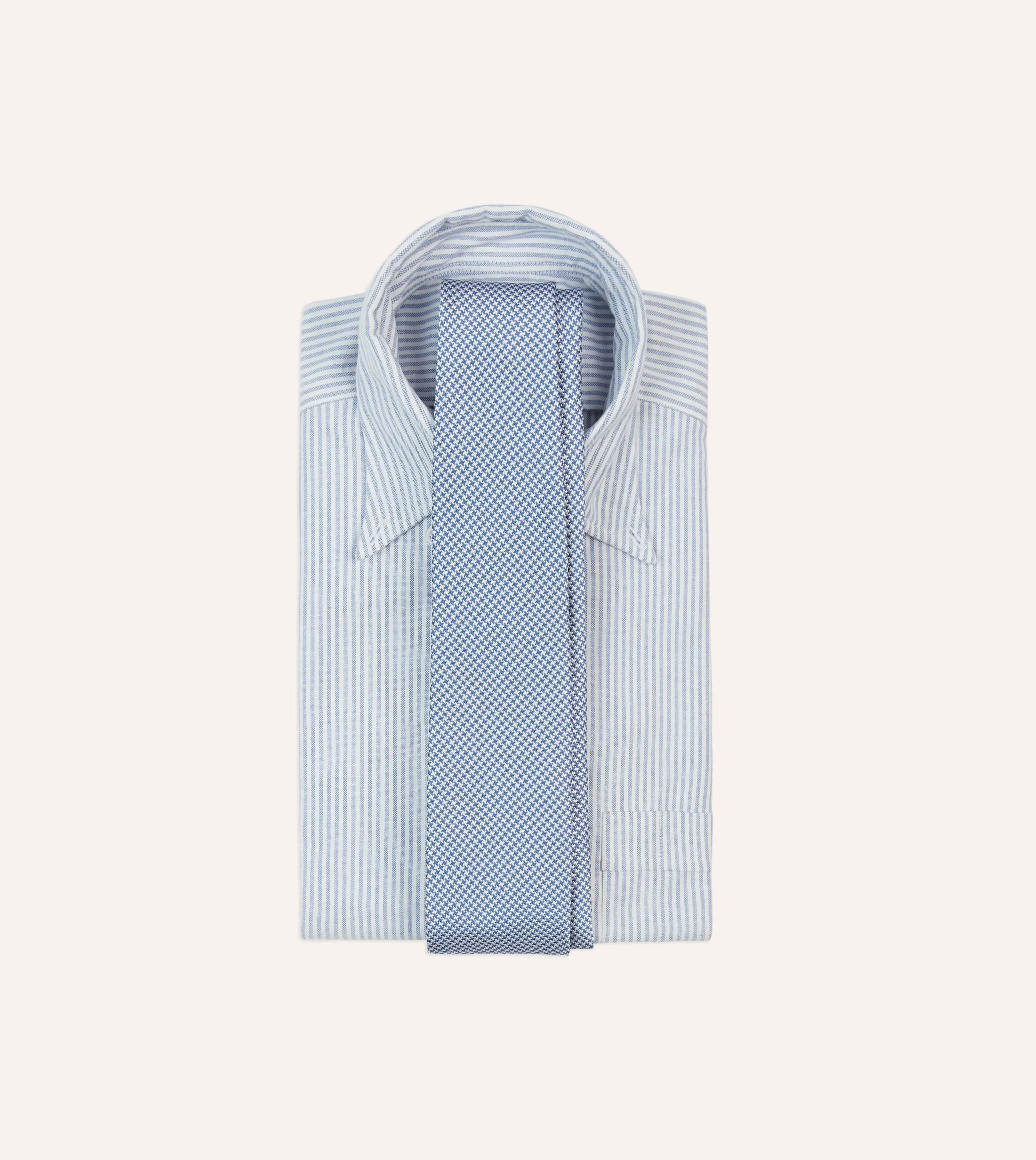 Blue Houndstooth Mogador Silk Tipped Tie sold by Drake's London product image thumbnail 2