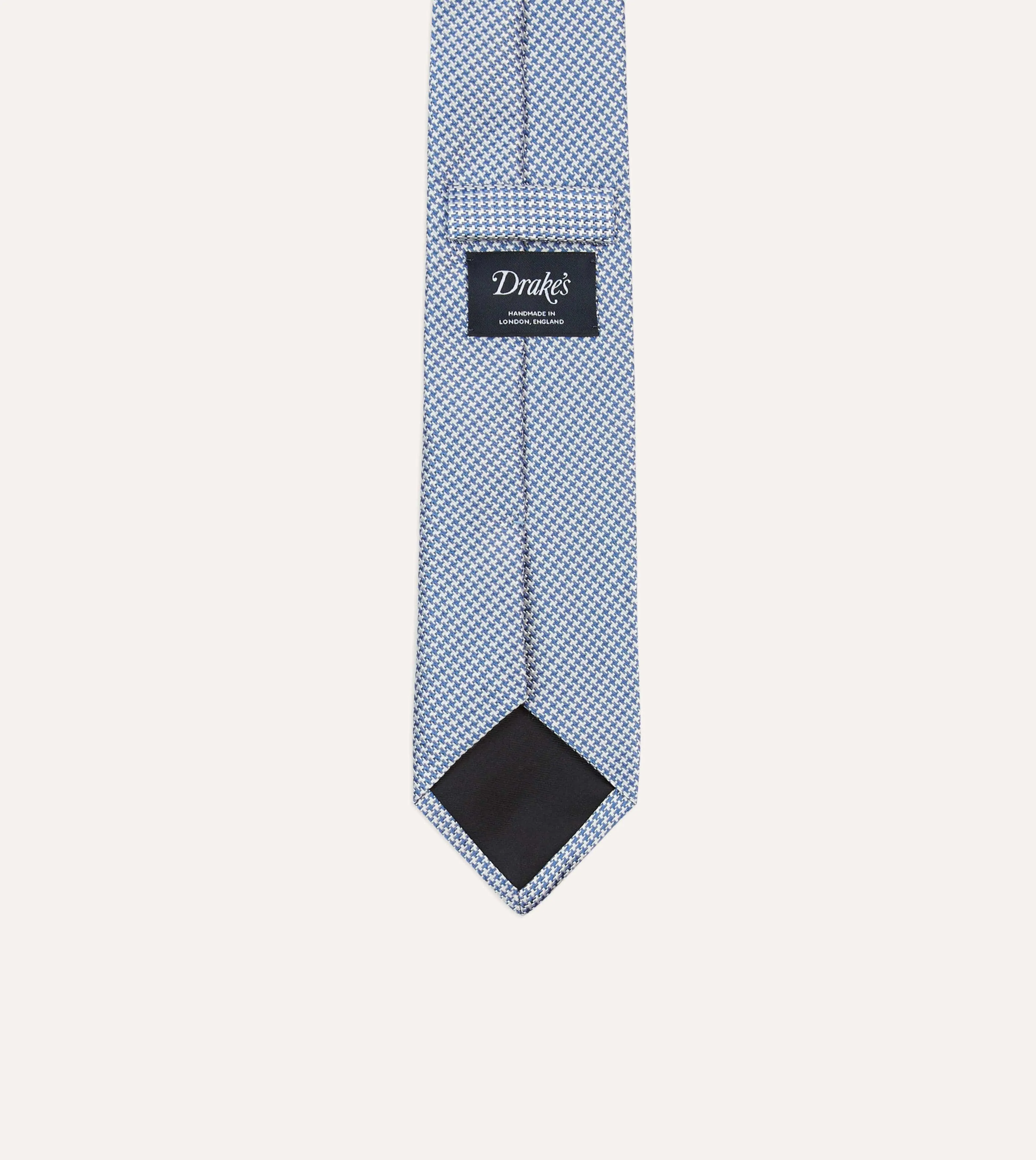 Blue Houndstooth Mogador Silk Tipped Tie sold by Drake's London product image thumbnail 4