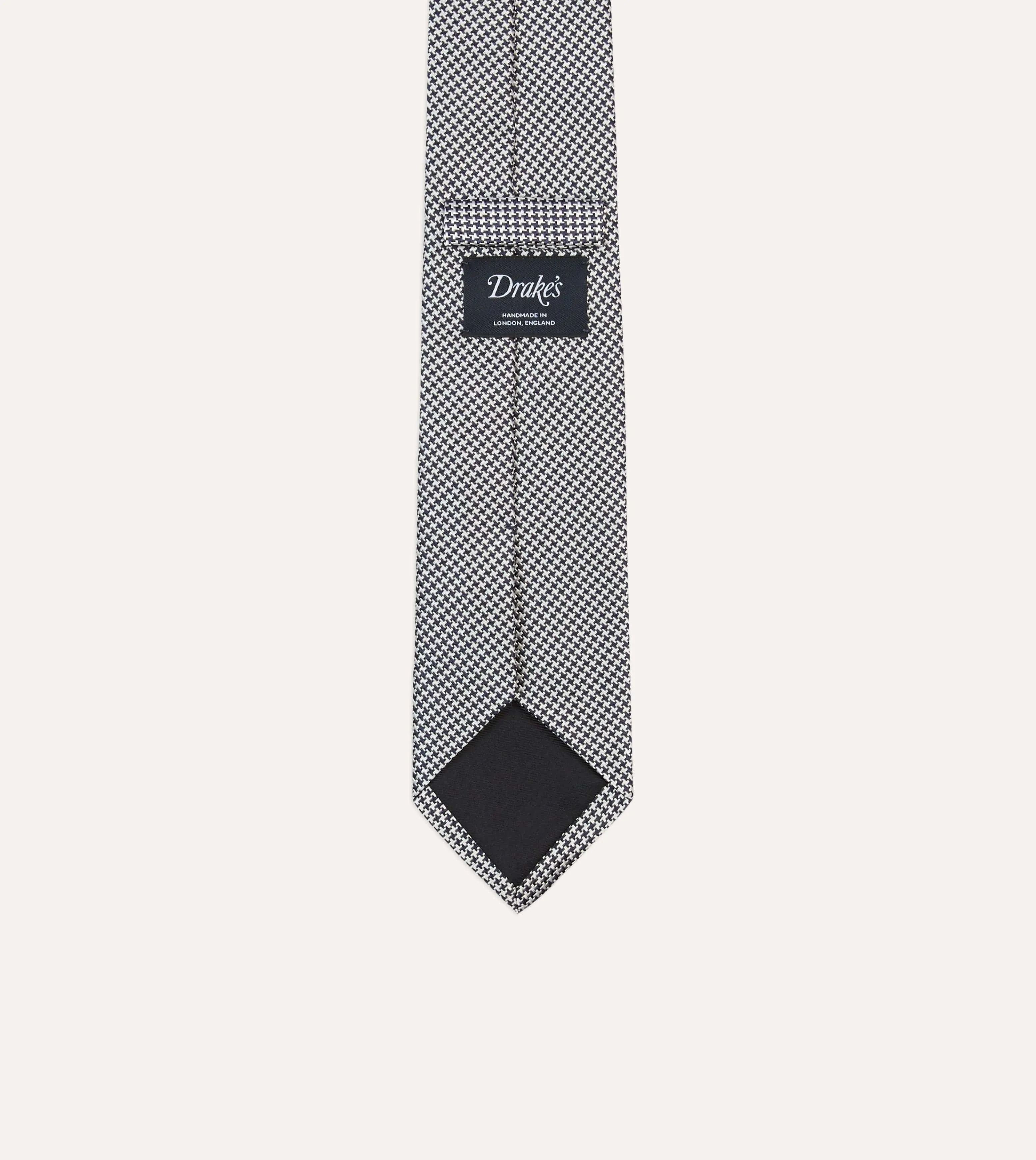 Navy Houndstooth Mogador Silk Tipped Tie sold by Drake's London product image thumbnail 4