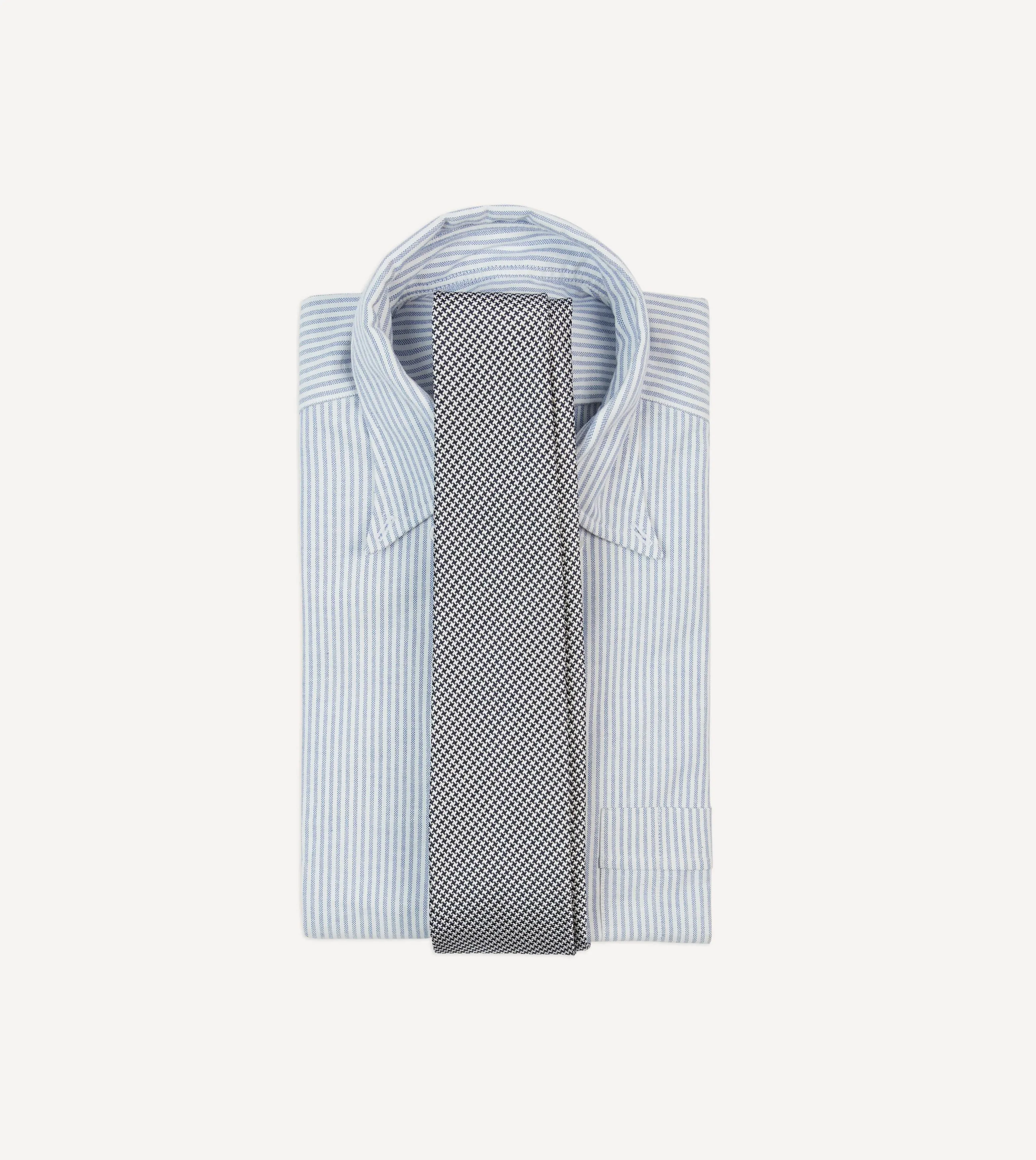 Navy Houndstooth Mogador Silk Tipped Tie sold by Drake's London product image thumbnail 2