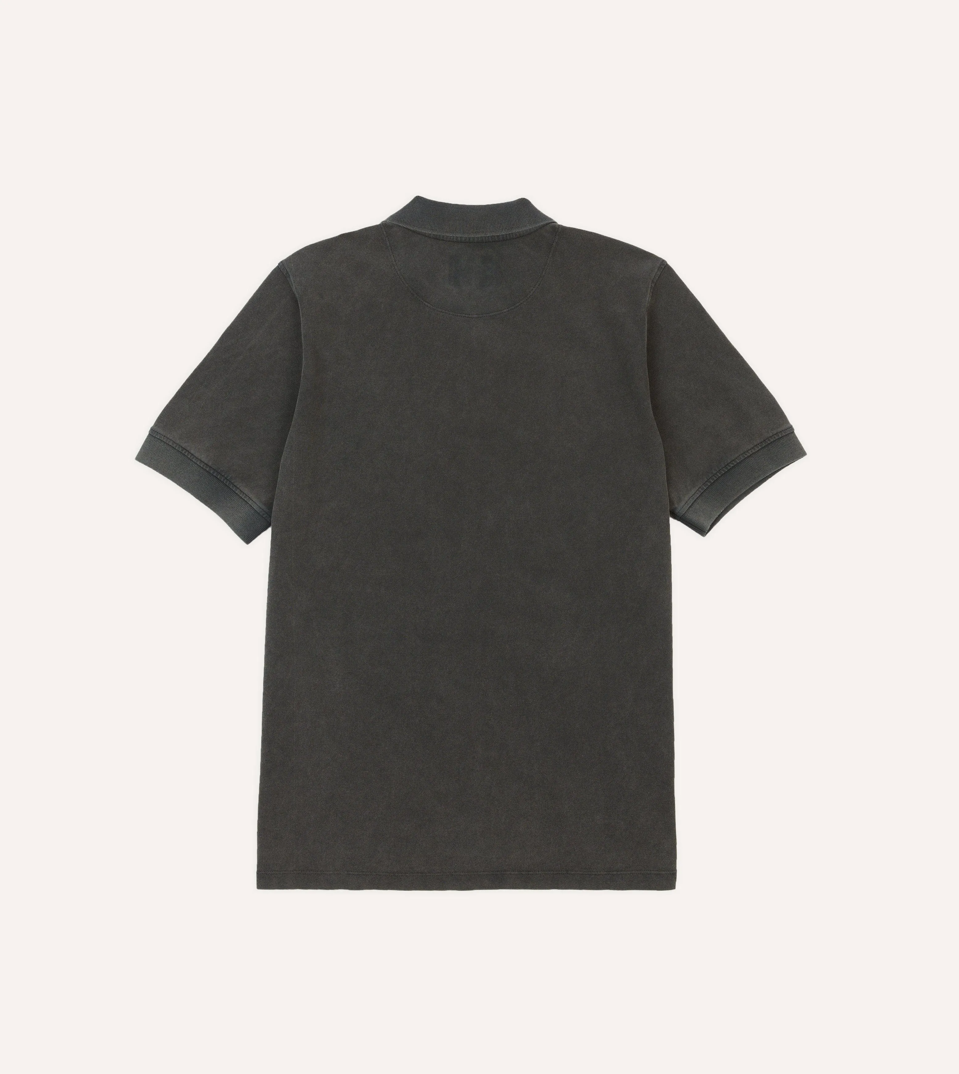 Washed Black Piqué Cotton Polo Shirt sold by Drake's London product image thumbnail 4