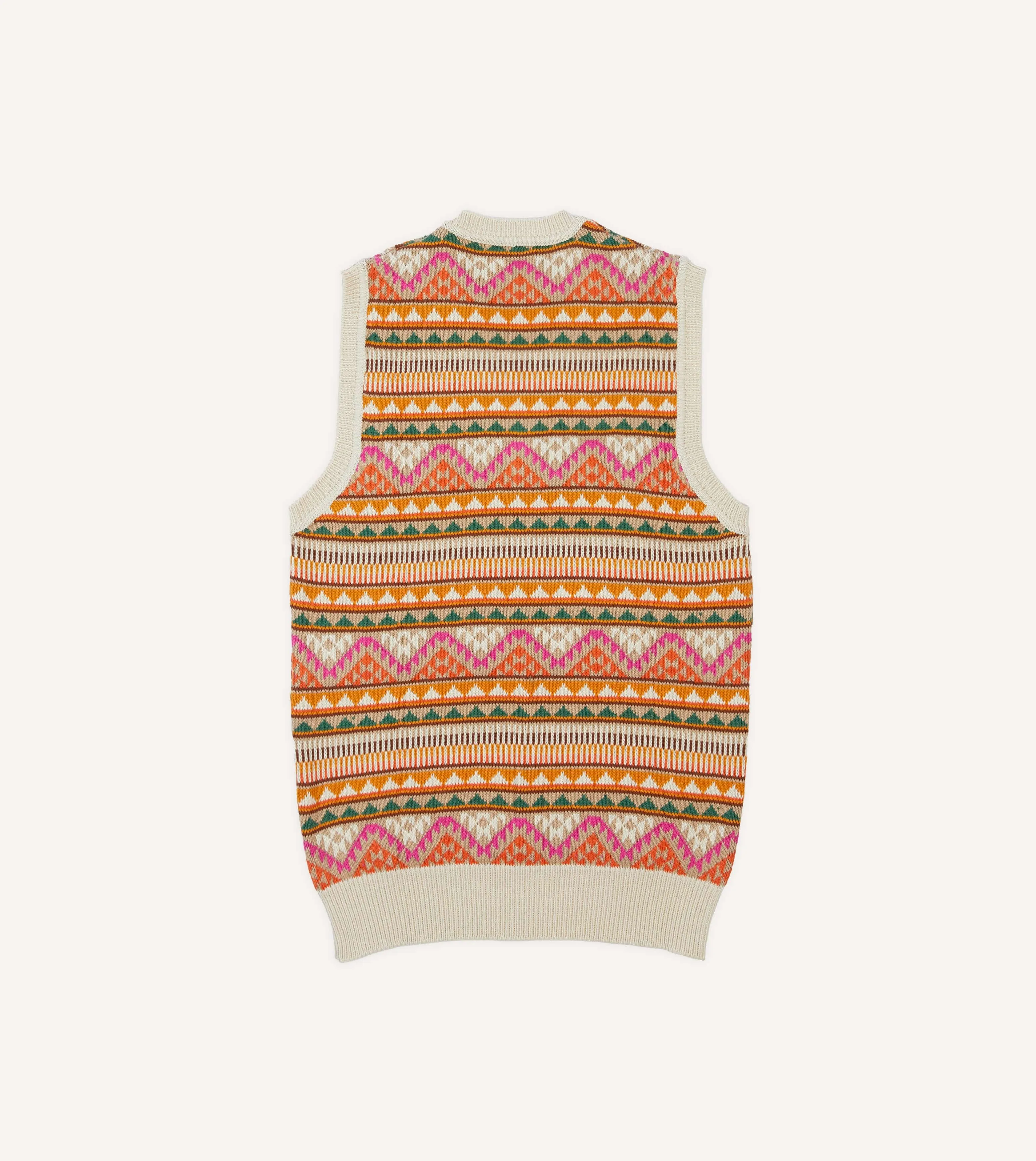 Beige Cotton Cashmere Kilim Knit Vest sold by Drake's London product image thumbnail 4