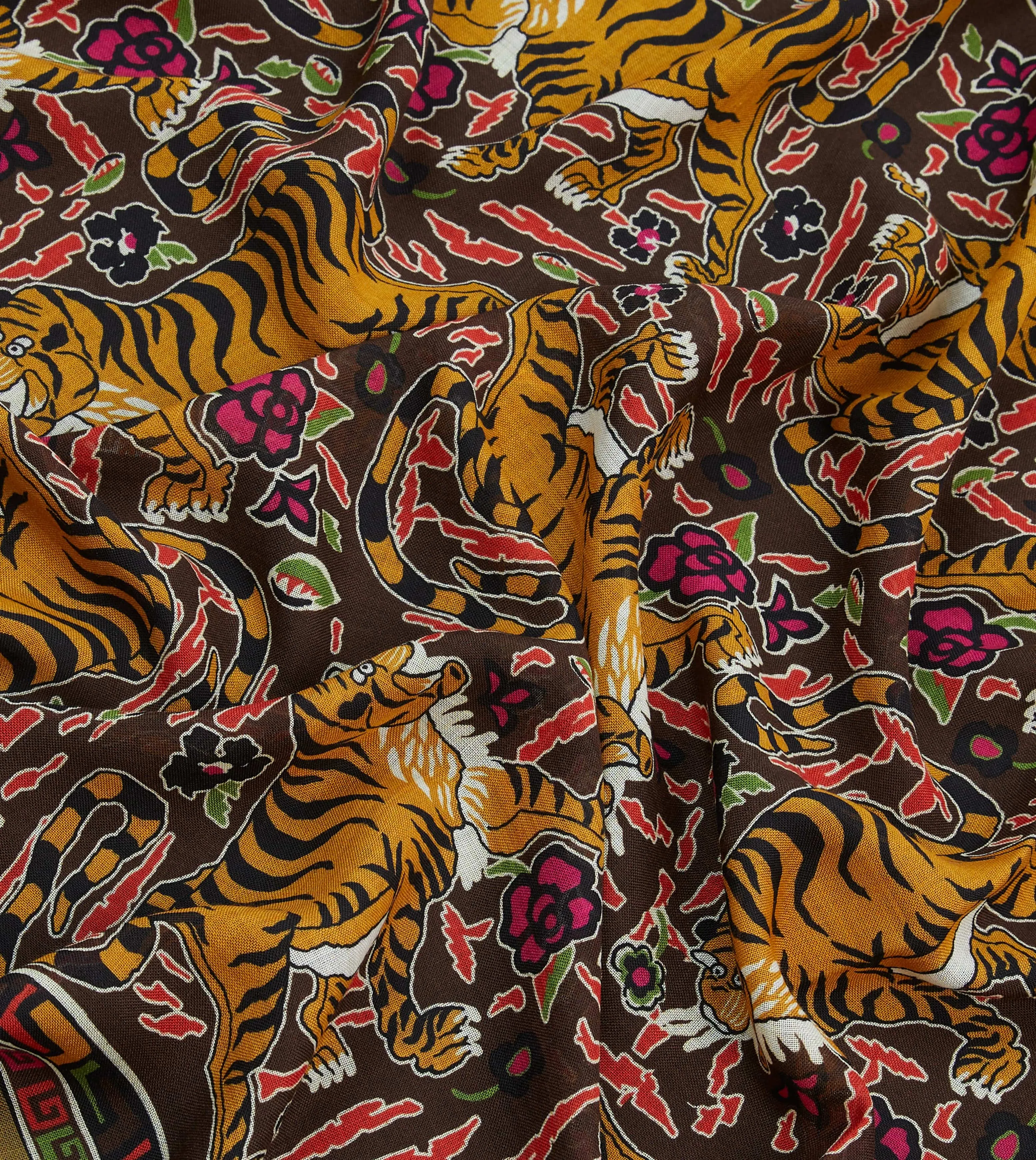 Brown Tiger Print Wool-Silk Scarf sold by Drake's London product image thumbnail 2