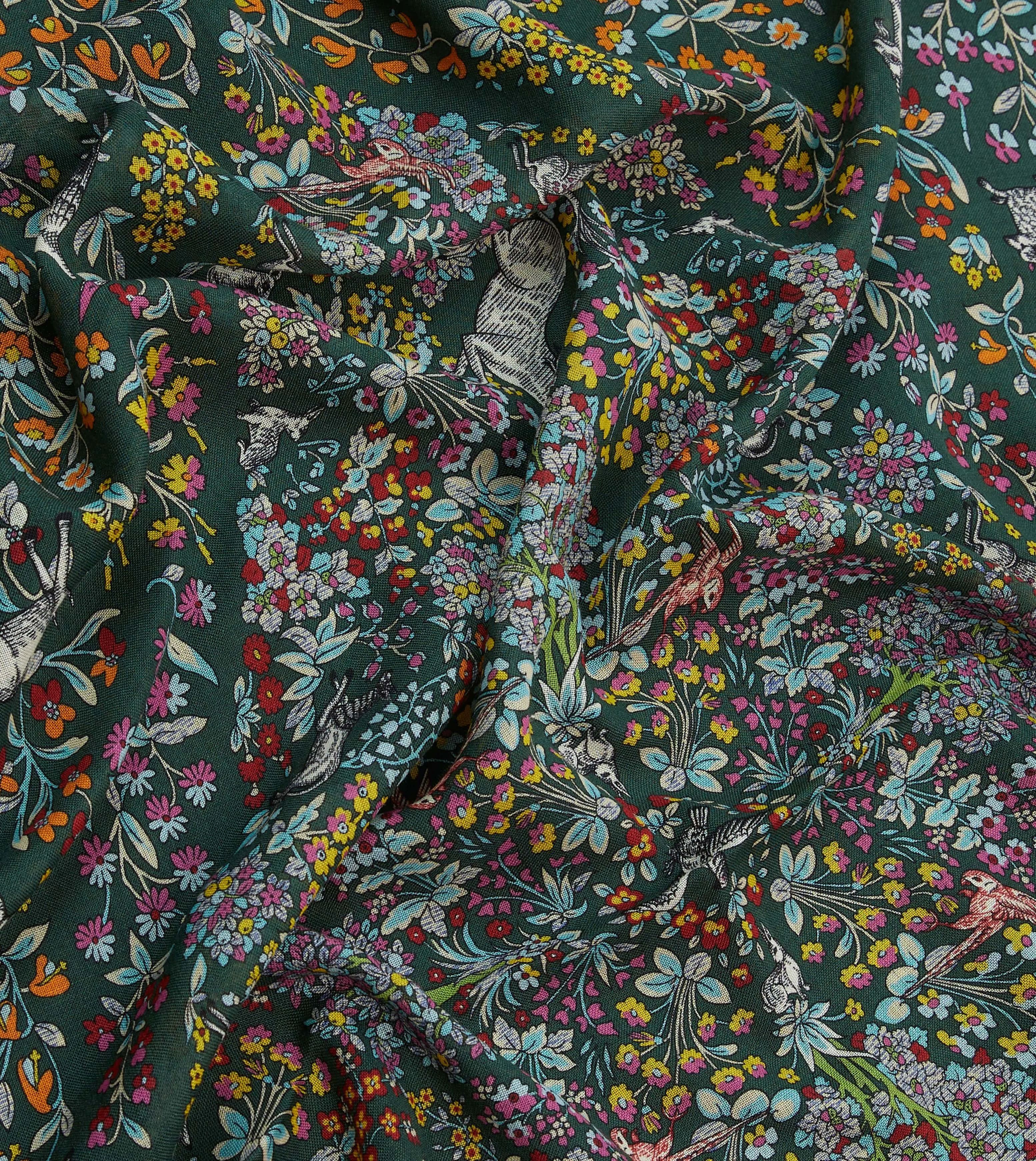 Green Forest Animals Print Wool-Silk Scarf sold by Drake's London product image thumbnail 2