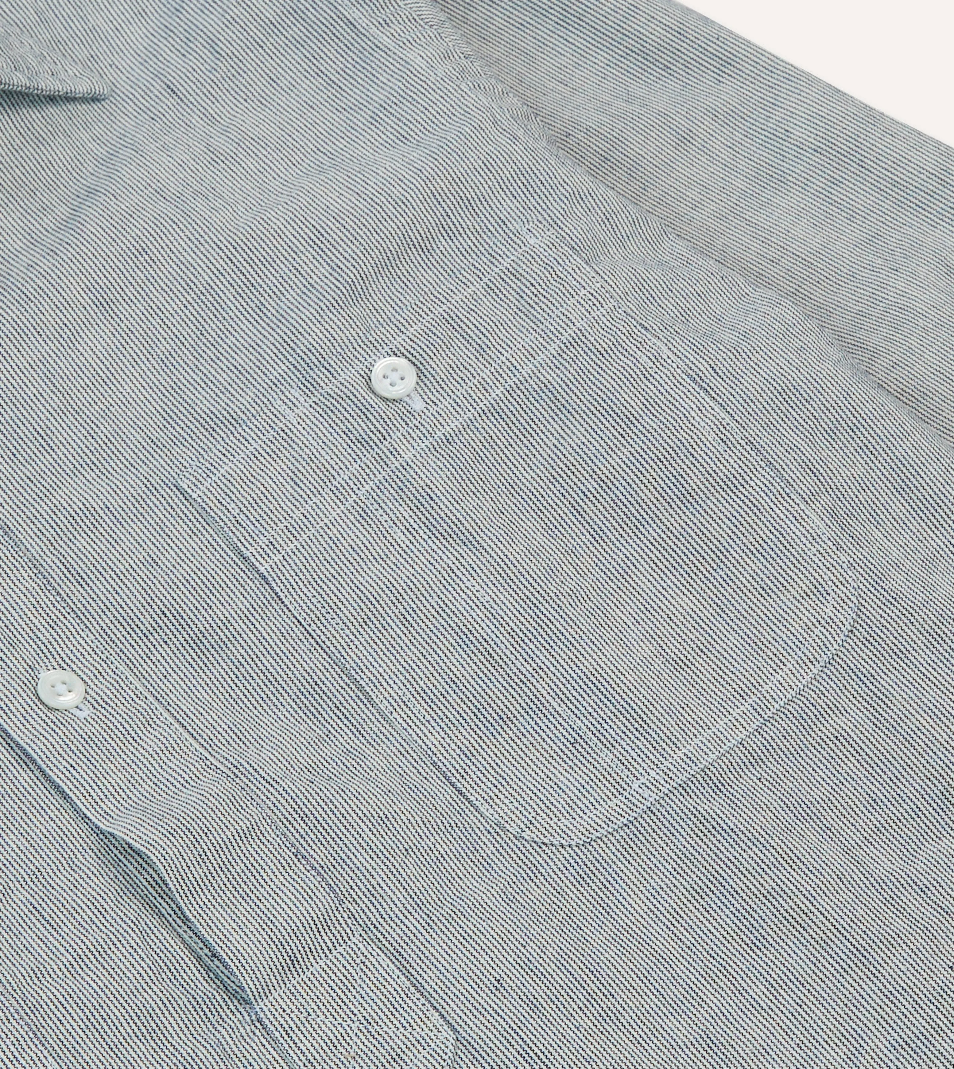 Blue Hickory Stripe Cotton Long Point Collar Popover Shirt sold by Drake's London product image thumbnail 4