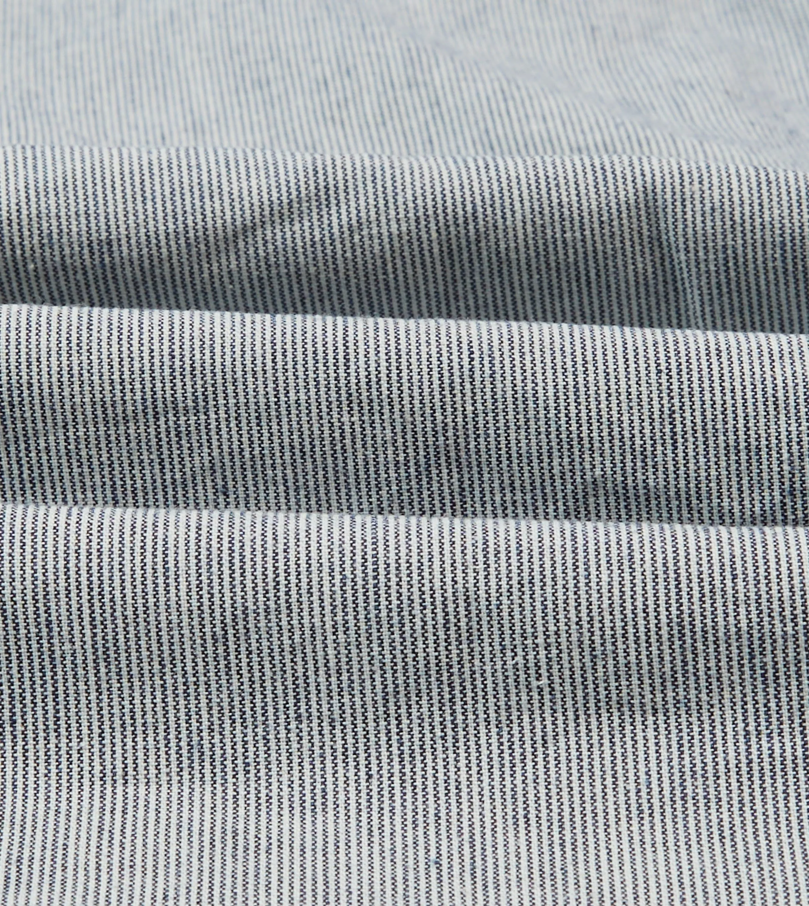 Blue Hickory Stripe Cotton Long Point Collar Popover Shirt sold by Drake's London product image thumbnail 2