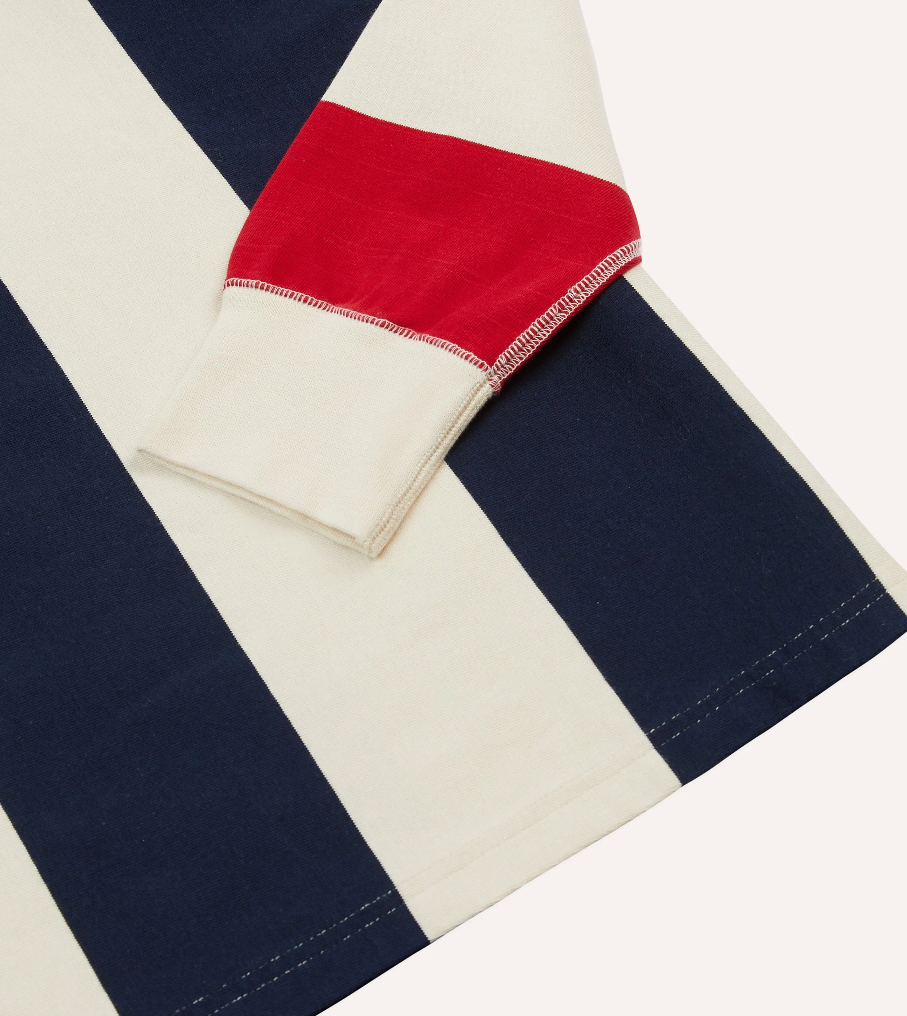 Navy, Red and Ecru Vertical Block Stripe Cotton Rugby Shirt sold by Drake's London product image thumbnail 5