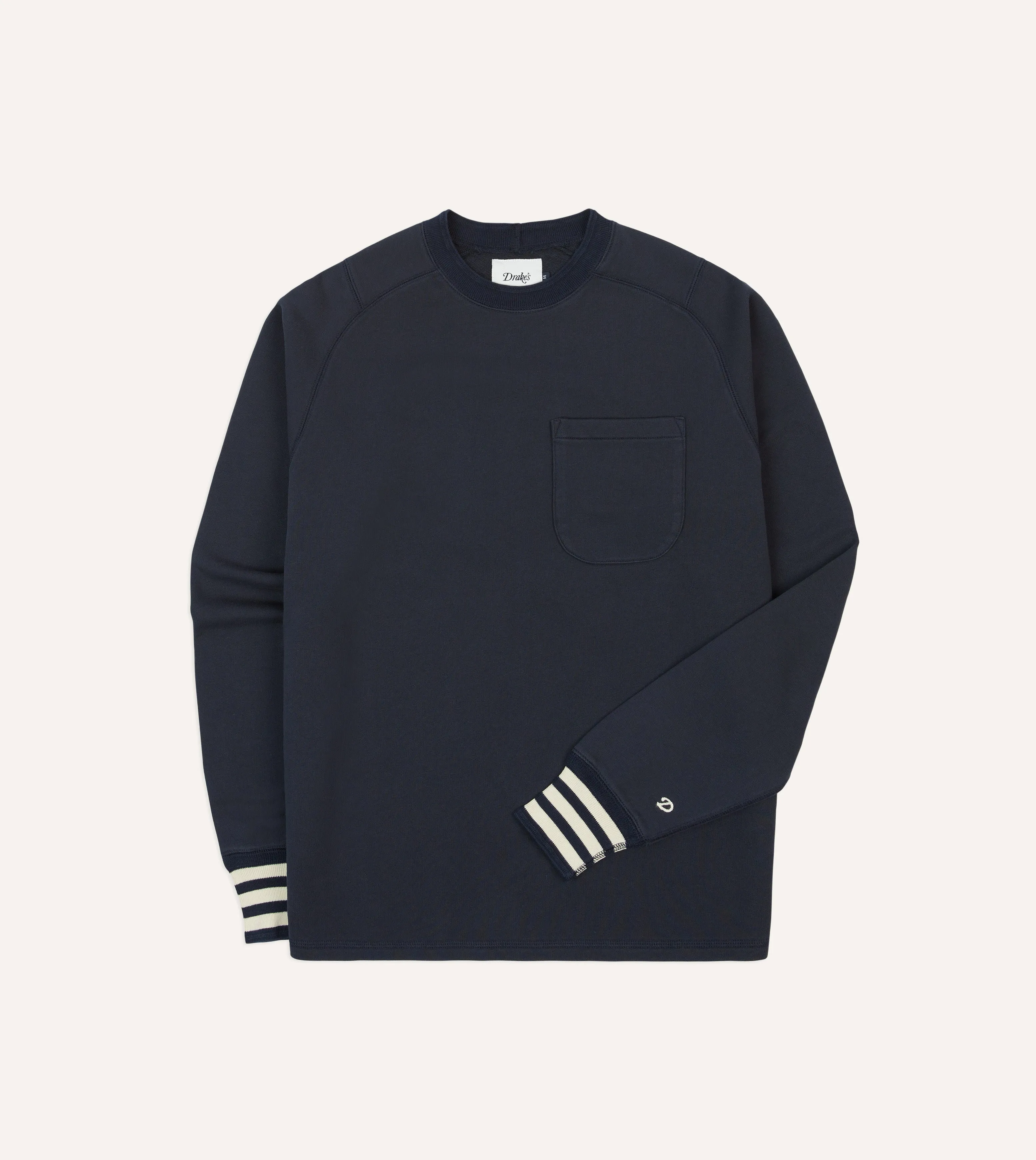 Navy Heavy Cotton Crew Neck Hiking T-Shirt sold by Drake's London