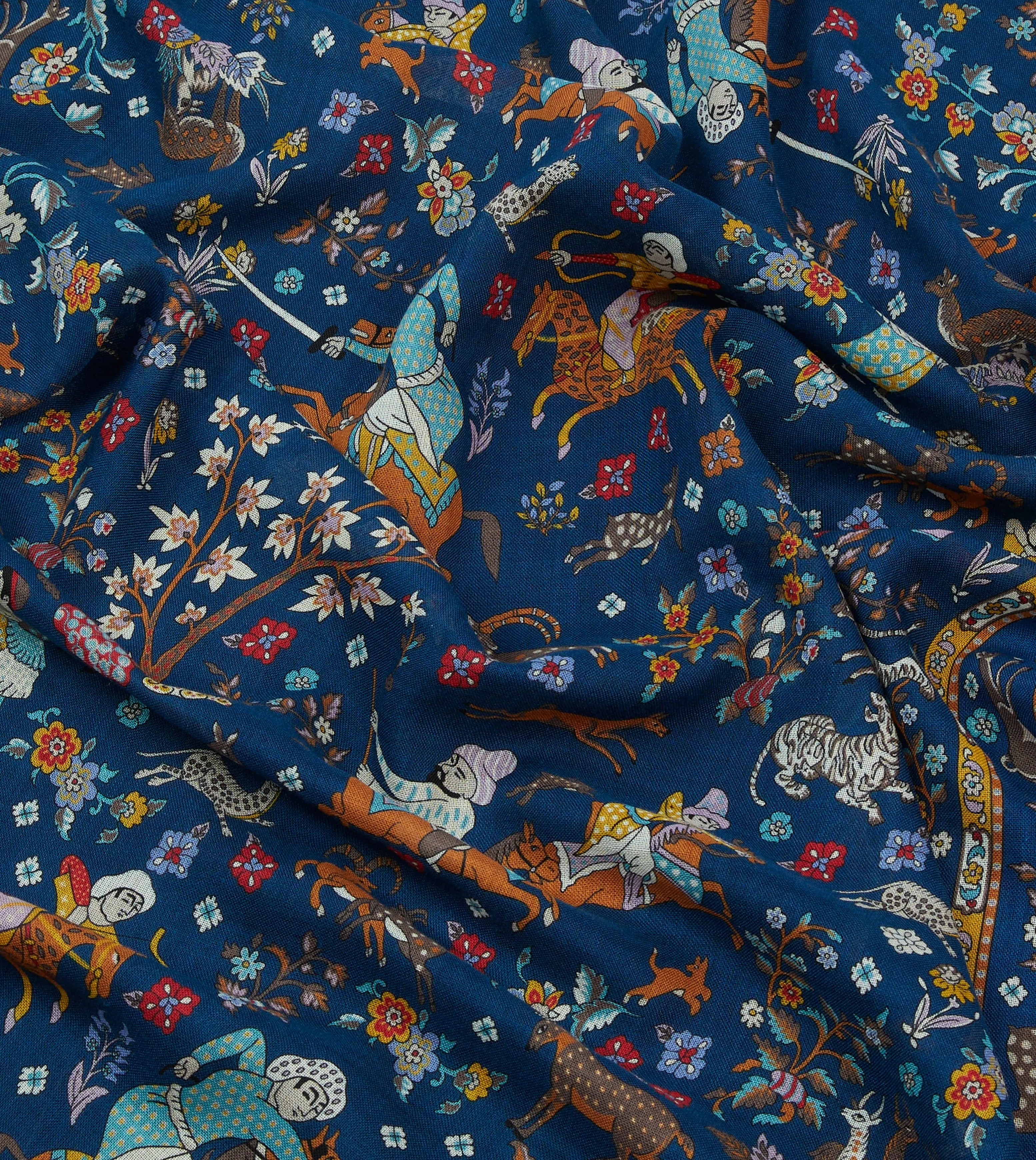 Navy Summer Mughal Print Wool Silk Scarf sold by Drake's London product image thumbnail 2
