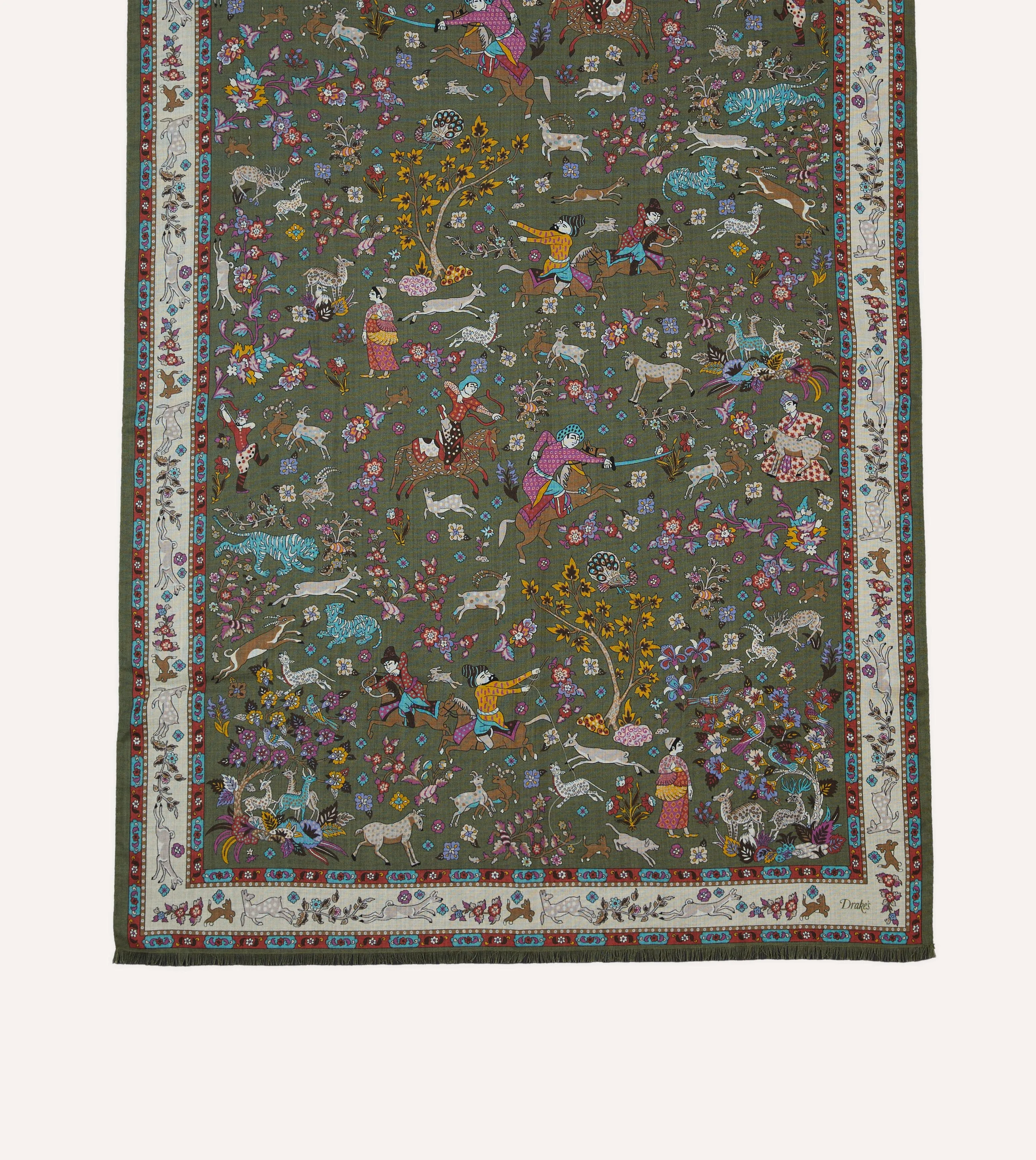 Green Summer Mughal Print Wool Silk Scarf sold by Drake's London product image thumbnail 3