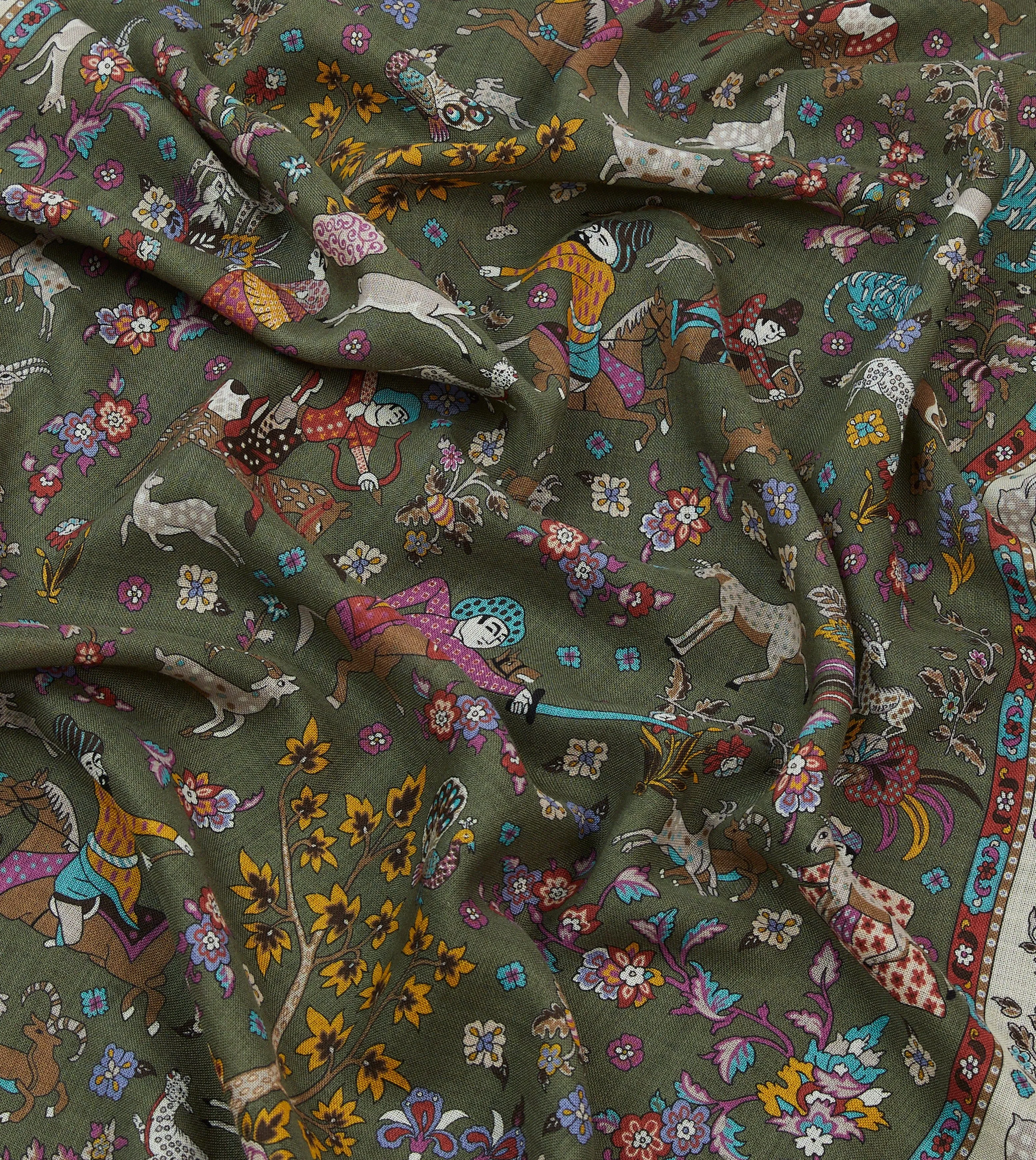 Green Summer Mughal Print Wool Silk Scarf sold by Drake's London product image thumbnail 2