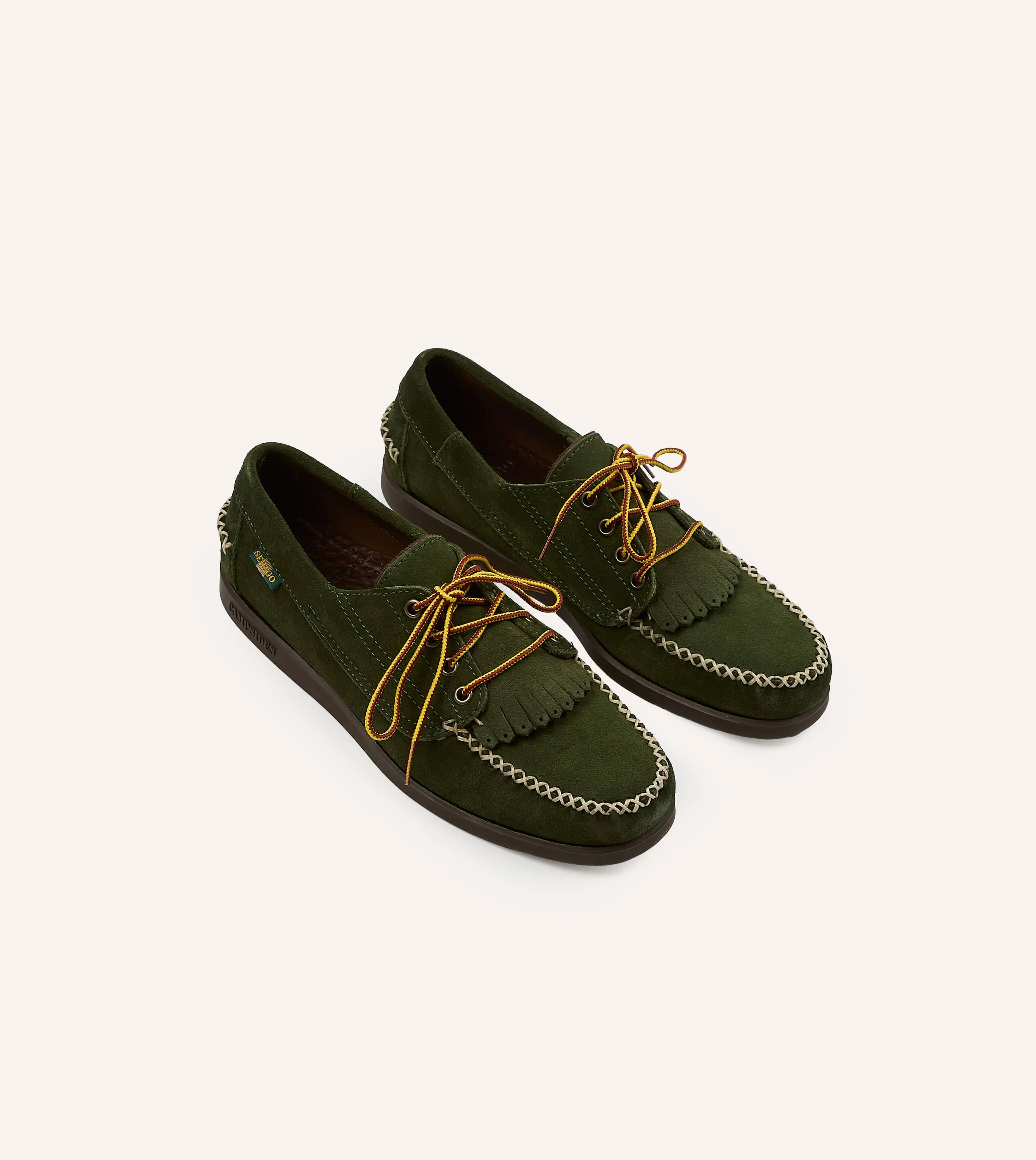 Drake's by Sebago Campsides Askook Kilt Green Suede Shoe sold by Drake's London