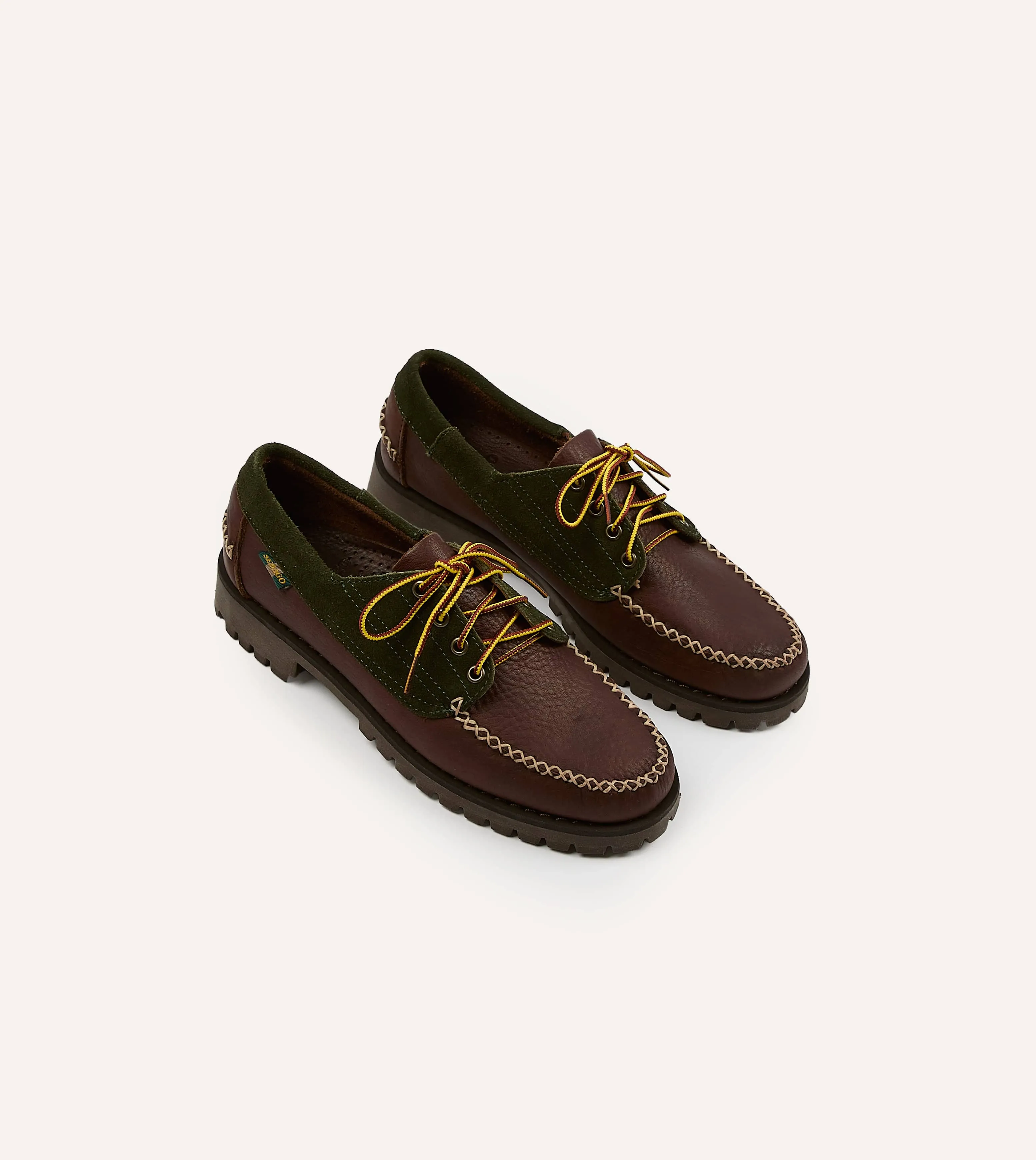 Drake's by Sebago Campsides Askook Patchwork Suede Shoe sold by Drake's London