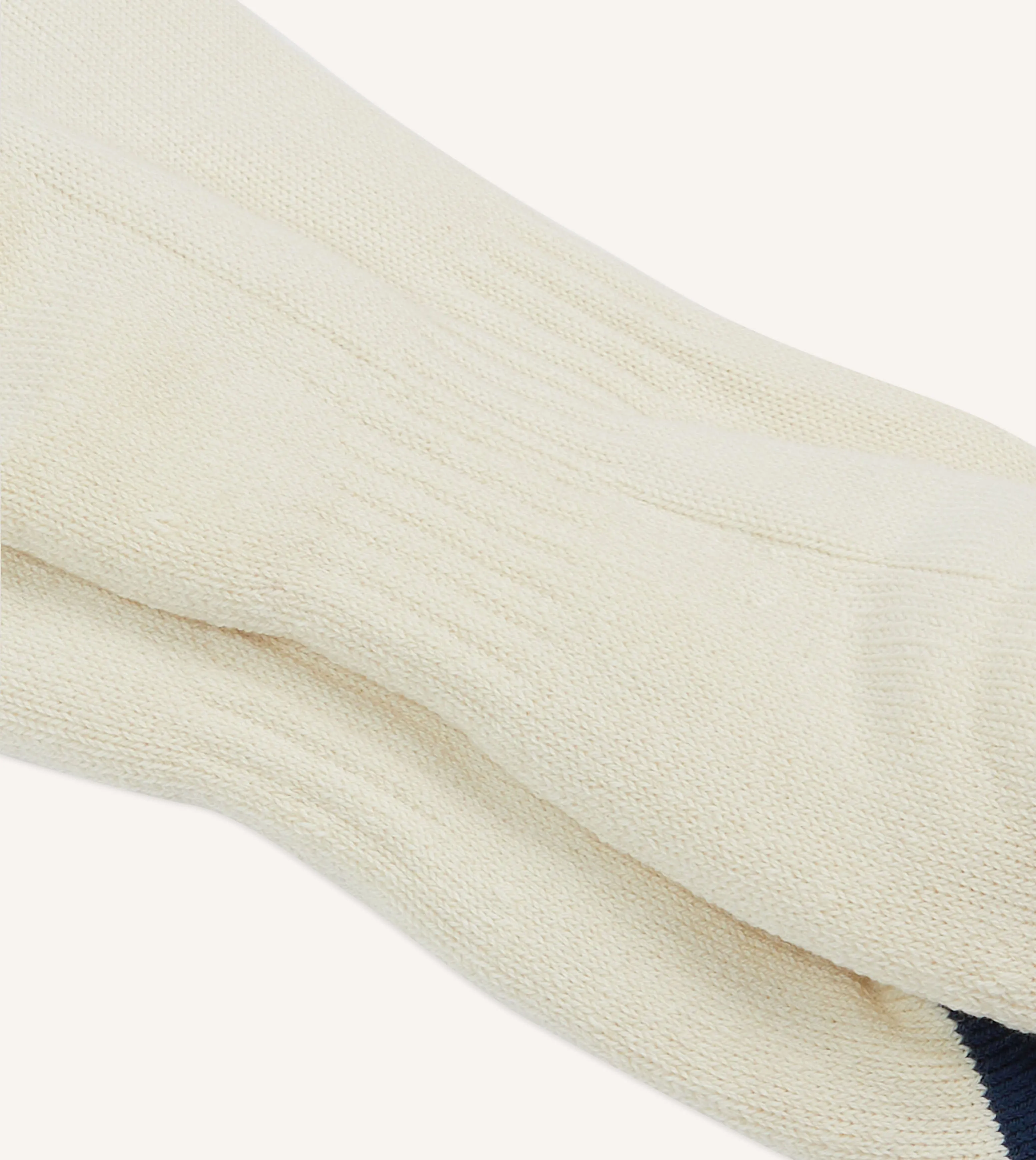 Ecru and Green 6 Stripe Cotton Sports Sock sold by Drake's London product image thumbnail 2