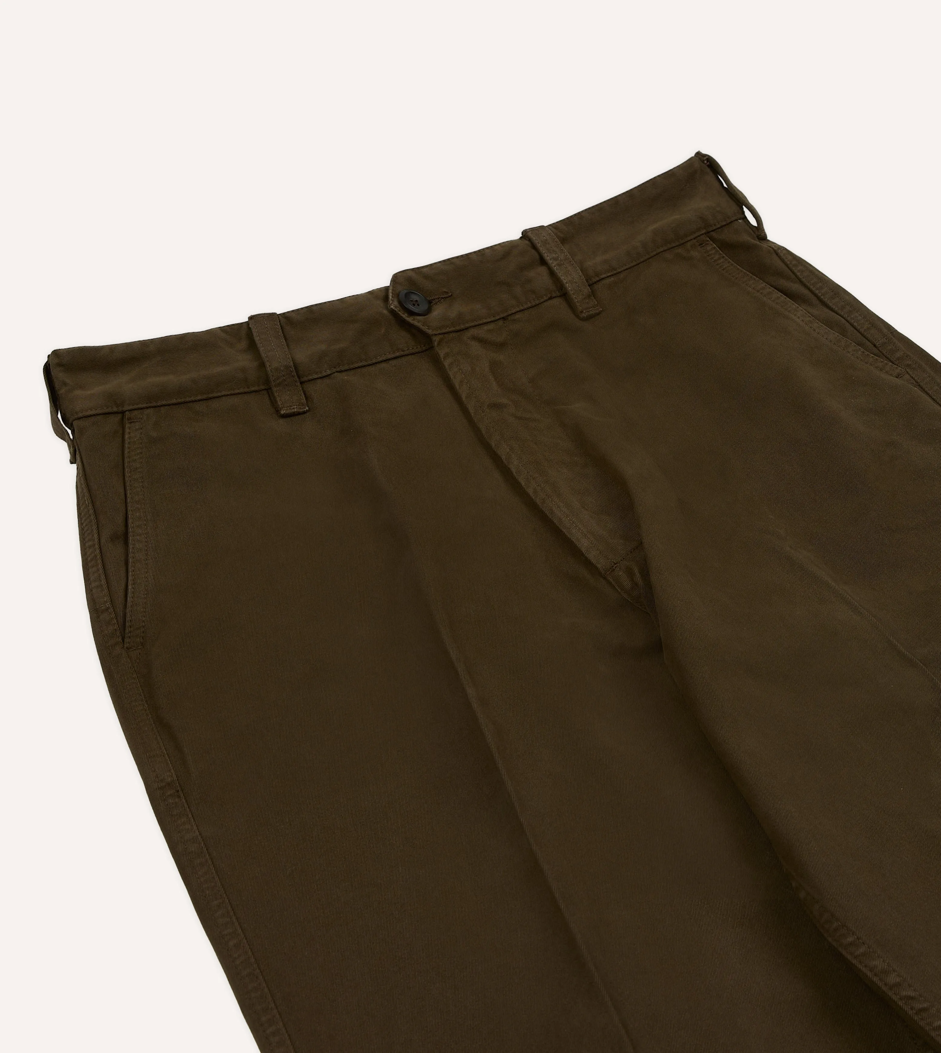 Brown Textured Cotton Flat Front Chino sold by Drake's London product image thumbnail 4