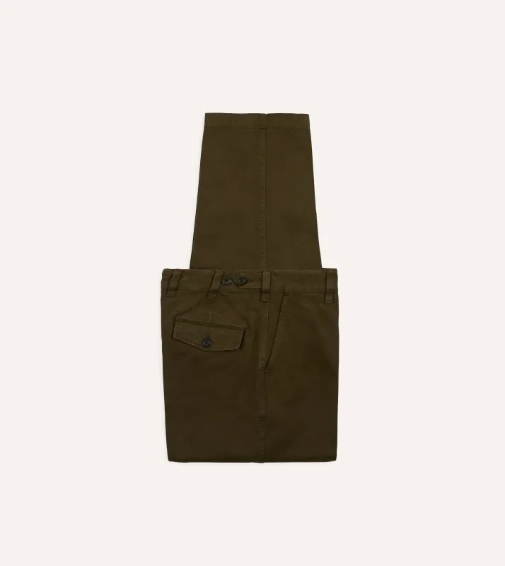 Brown Textured Cotton Flat Front Chino sold by Drake's London