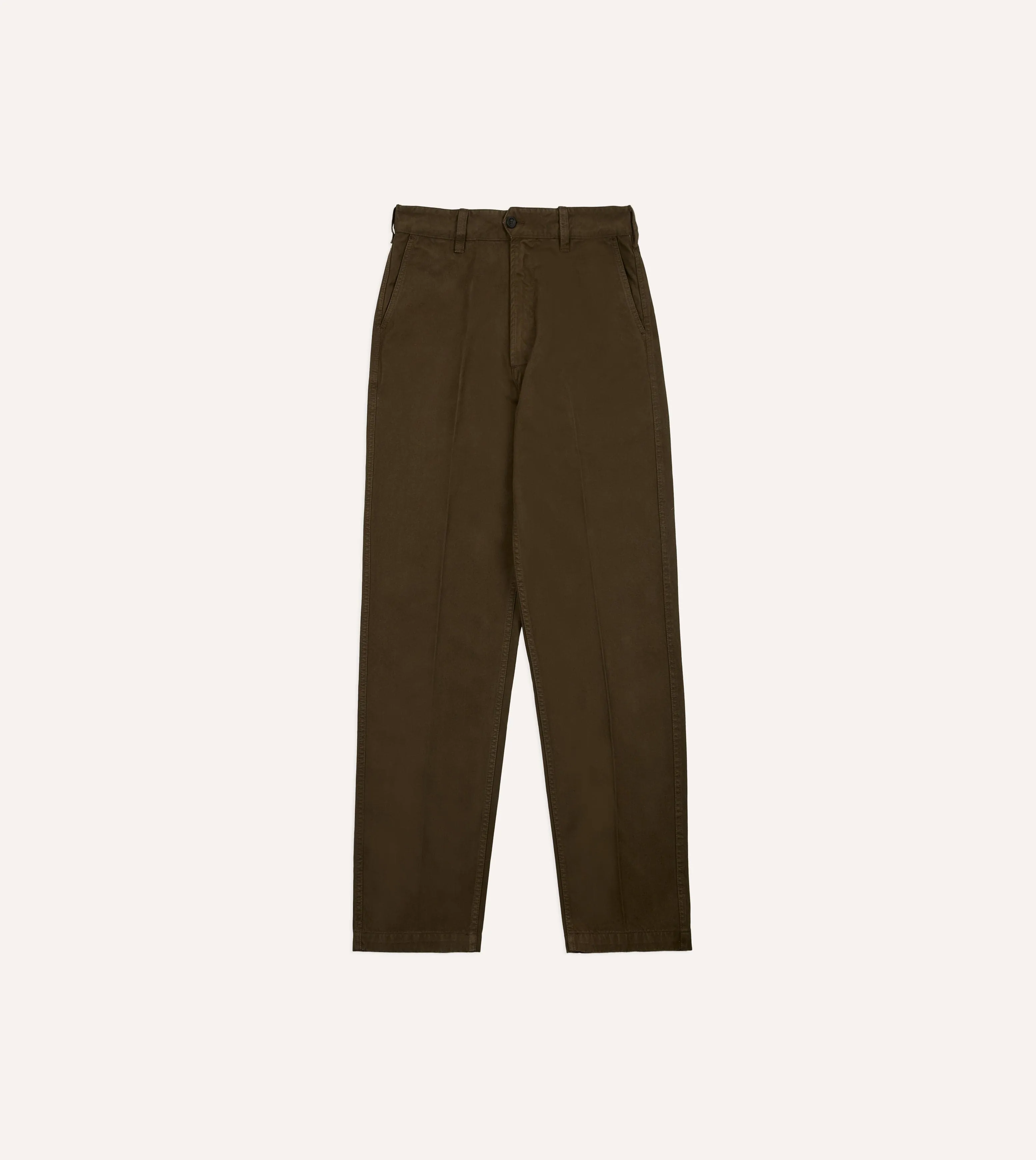 Brown Textured Cotton Flat Front Chino sold by Drake's London product image thumbnail 3