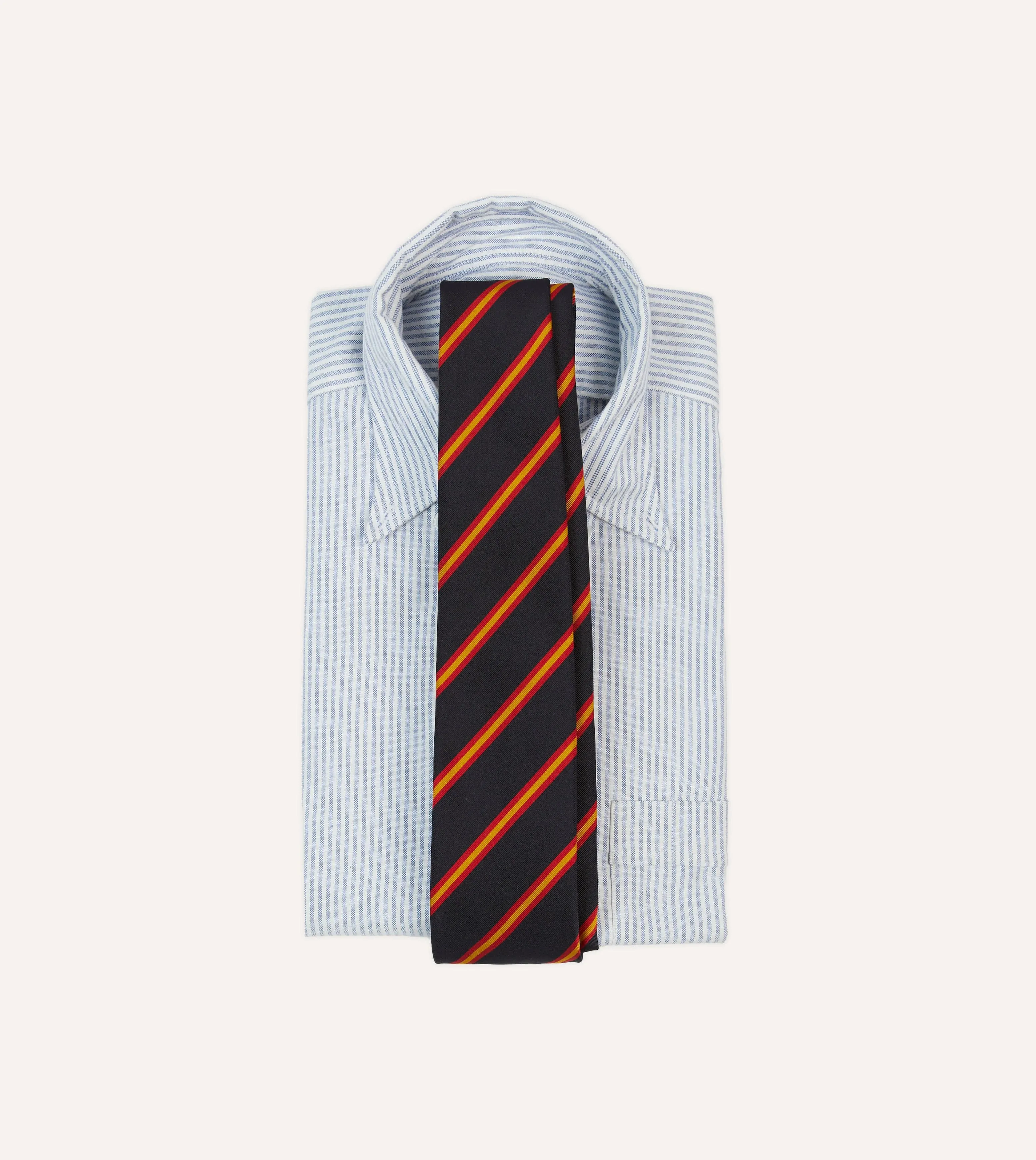 Navy, Red and Gold Sandwich Stripe Mogador Silk Tipped Tie sold by Drake's London product image thumbnail 2