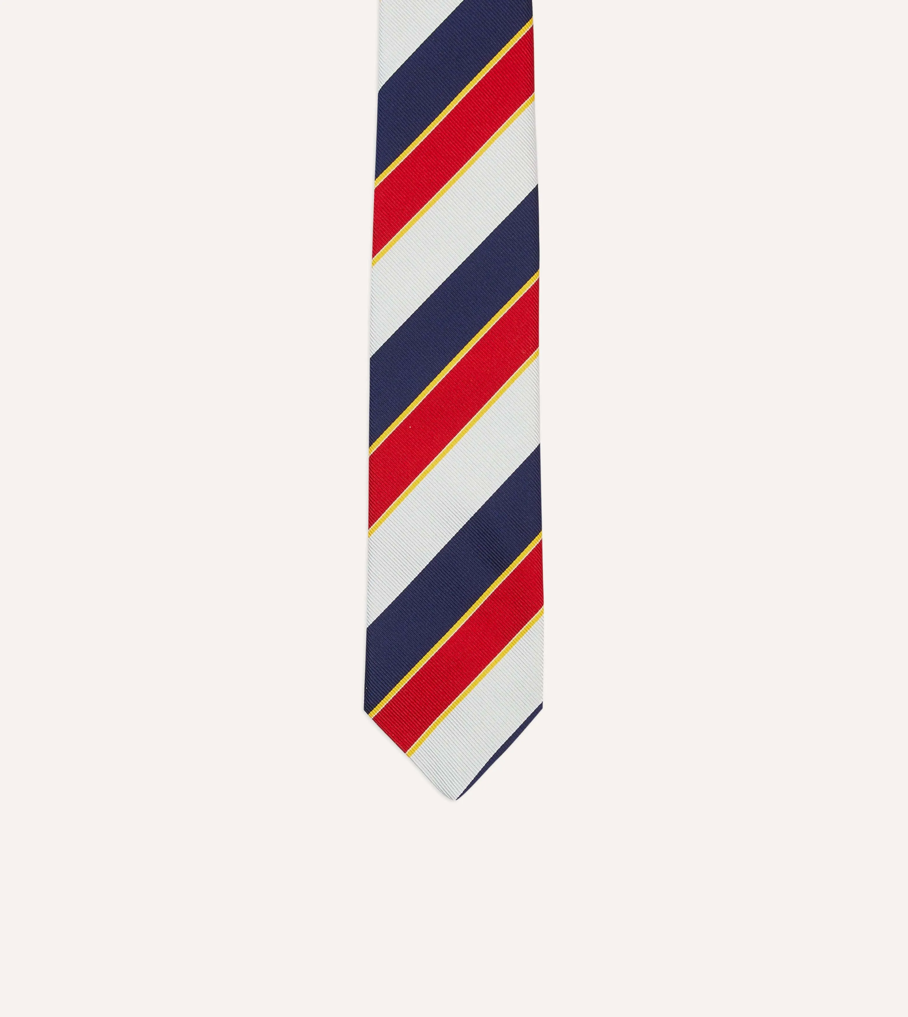 Navy, Red and White Block Stripe Repp Silk Tipped Tie sold by Drake's London product image thumbnail 3