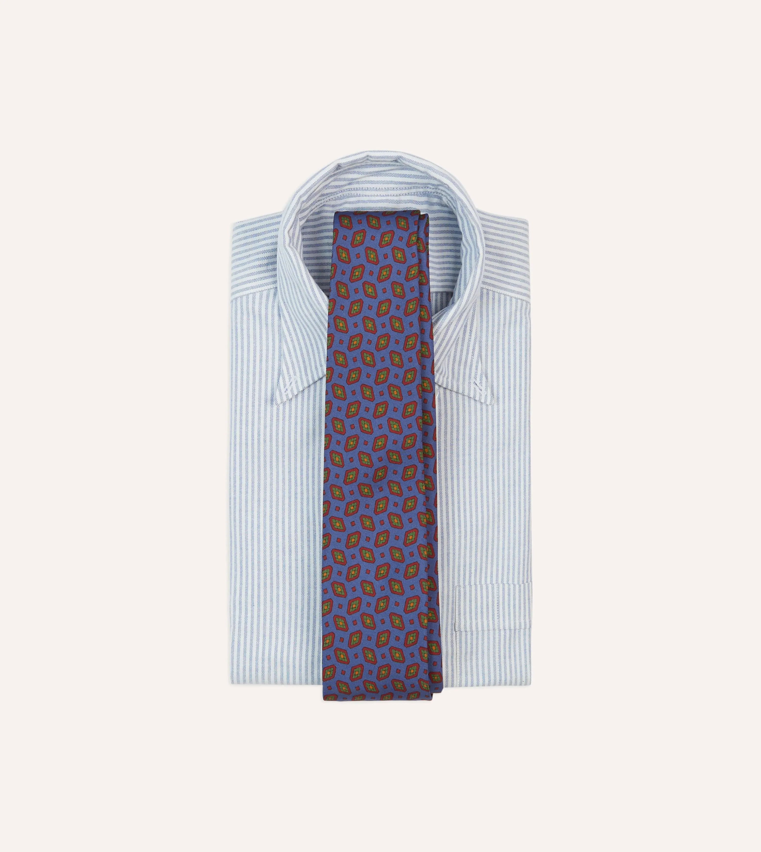 Blue Medallion Print Madder Silk Self-Tipped Tie sold by Drake's London product image thumbnail 2