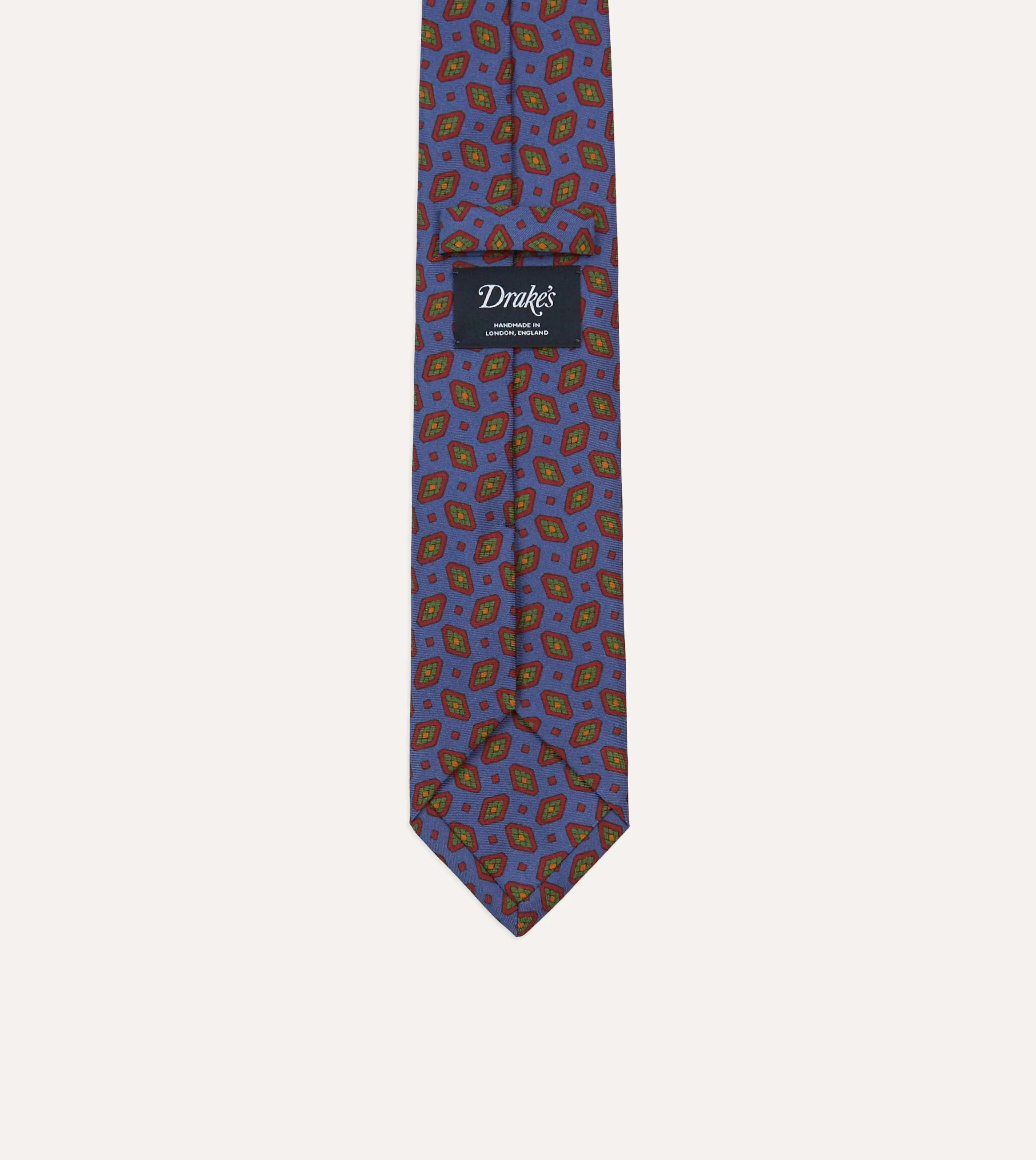 Blue Medallion Print Madder Silk Self-Tipped Tie sold by Drake's London product image thumbnail 4