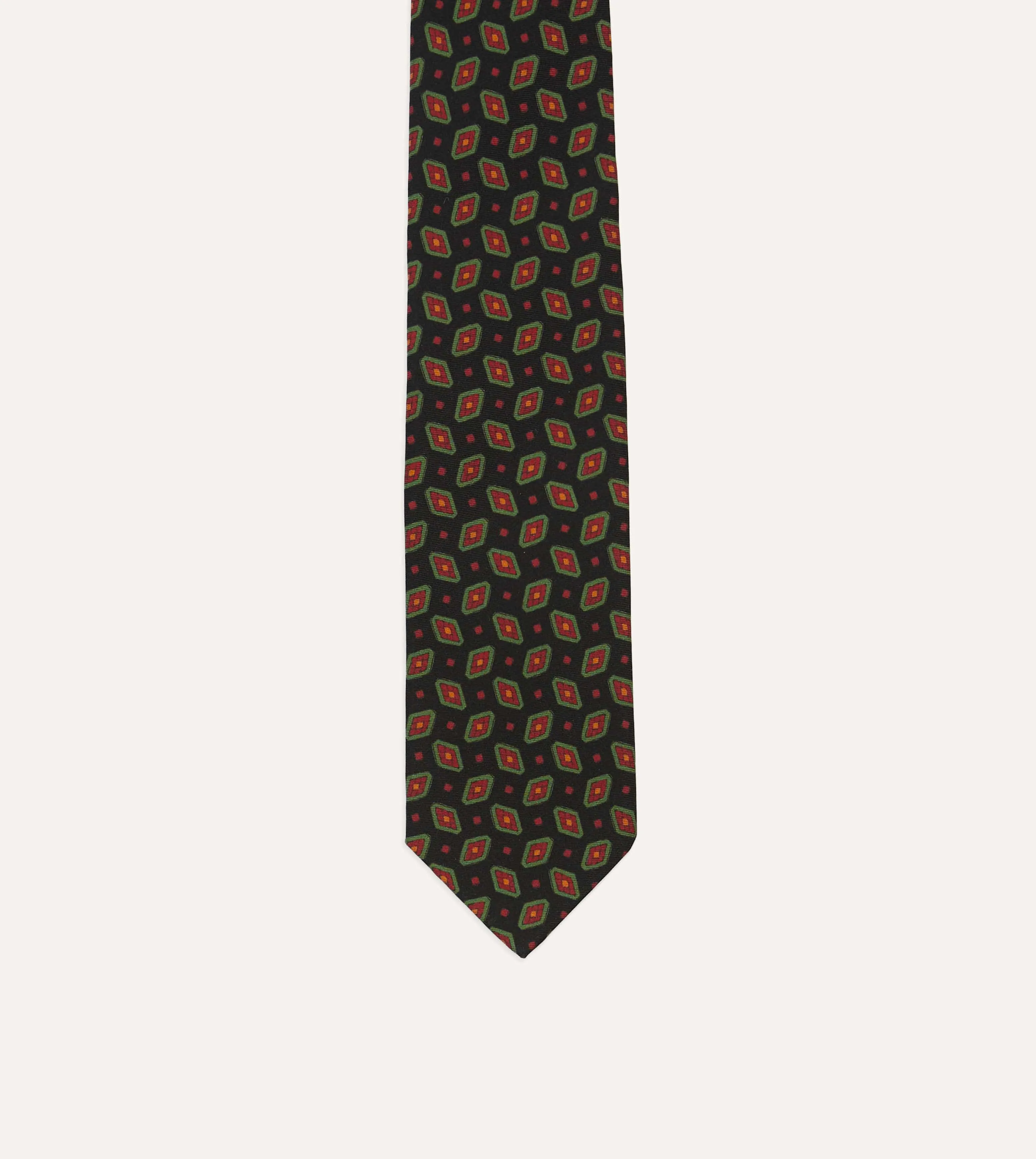 Navy Medallion Print Madder Silk Self-Tipped Tie sold by Drake's London product image thumbnail 3