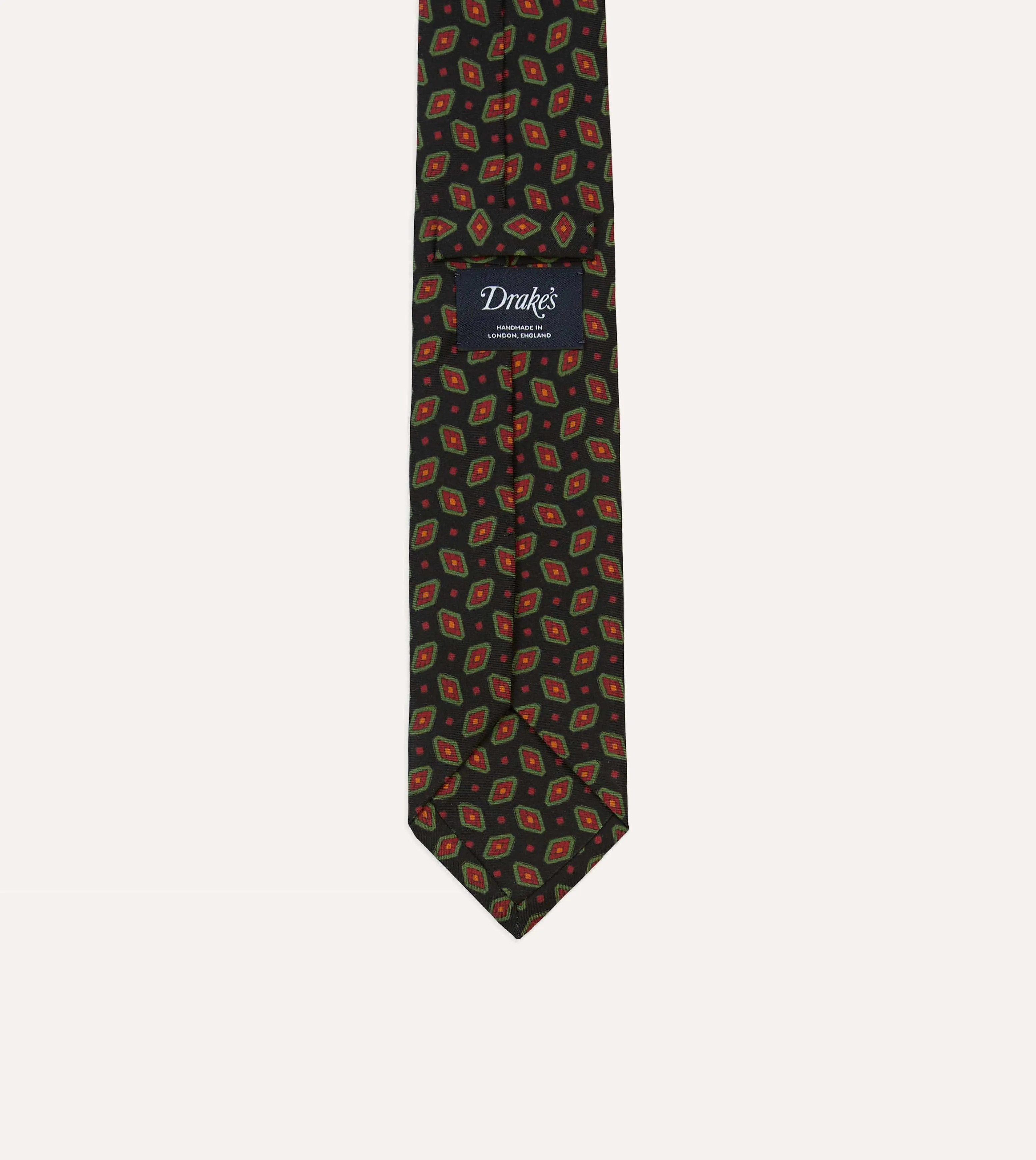 Navy Medallion Print Madder Silk Self-Tipped Tie sold by Drake's London product image thumbnail 4