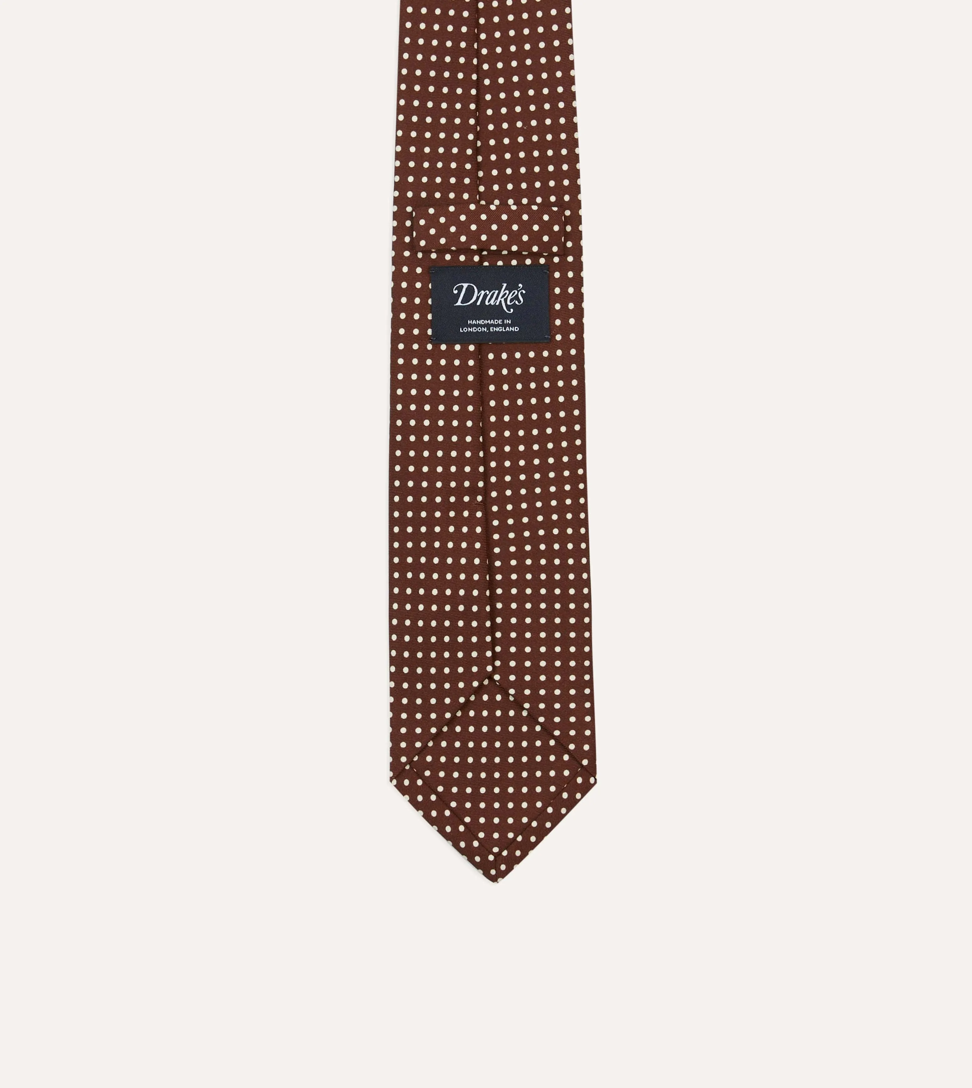 Brown Small Spot Silk Self-Tipped Tie sold by Drake's London product image thumbnail 4