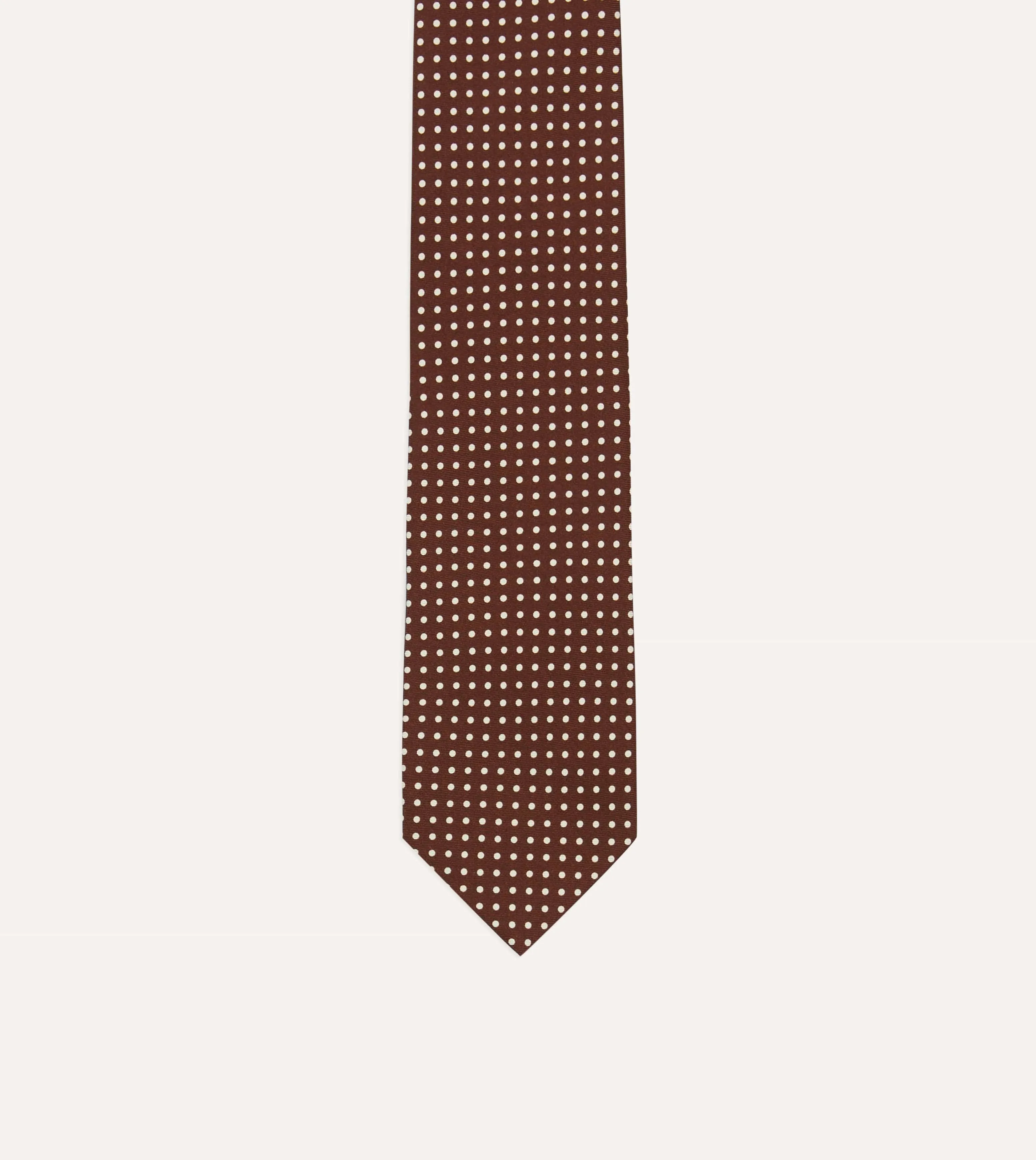 Brown Small Spot Silk Self-Tipped Tie sold by Drake's London product image thumbnail 3