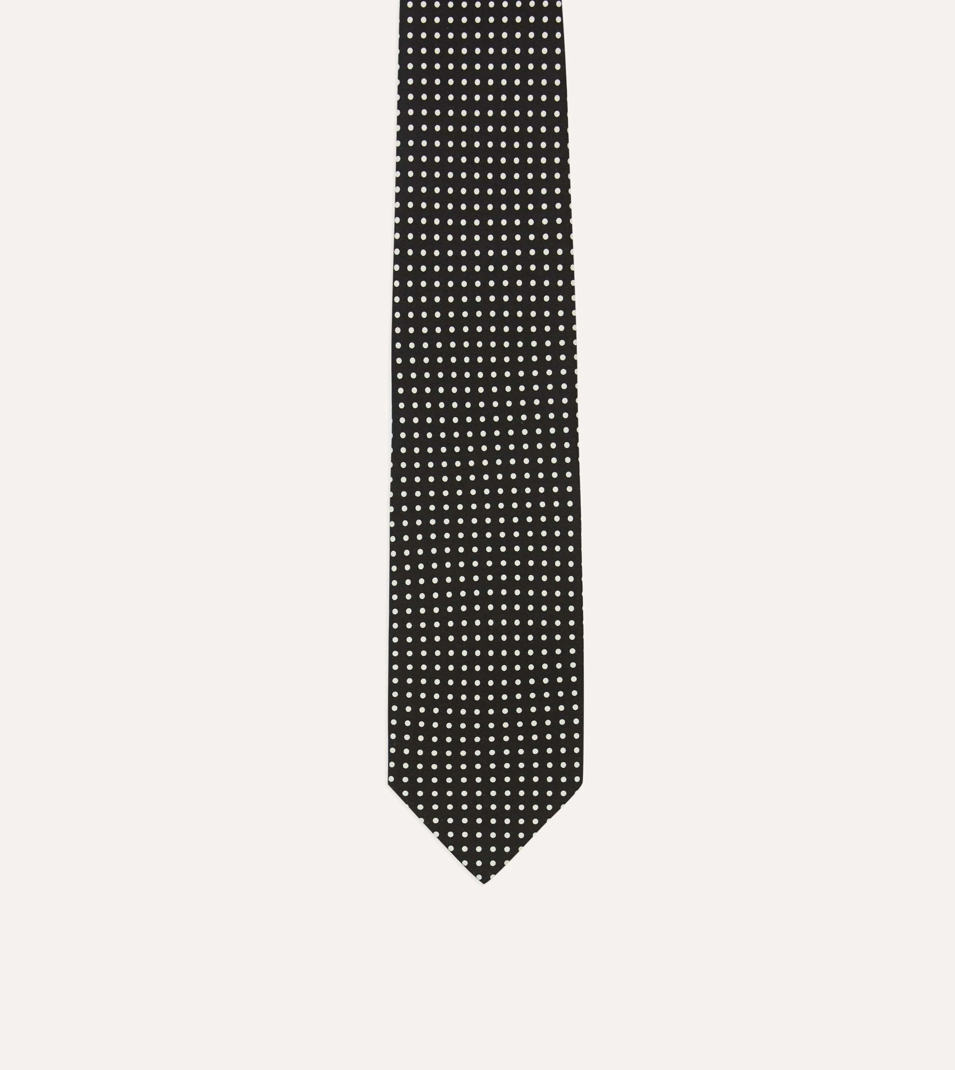 Black Small Spot Silk Self-Tipped Tie sold by Drake's London product image thumbnail 3