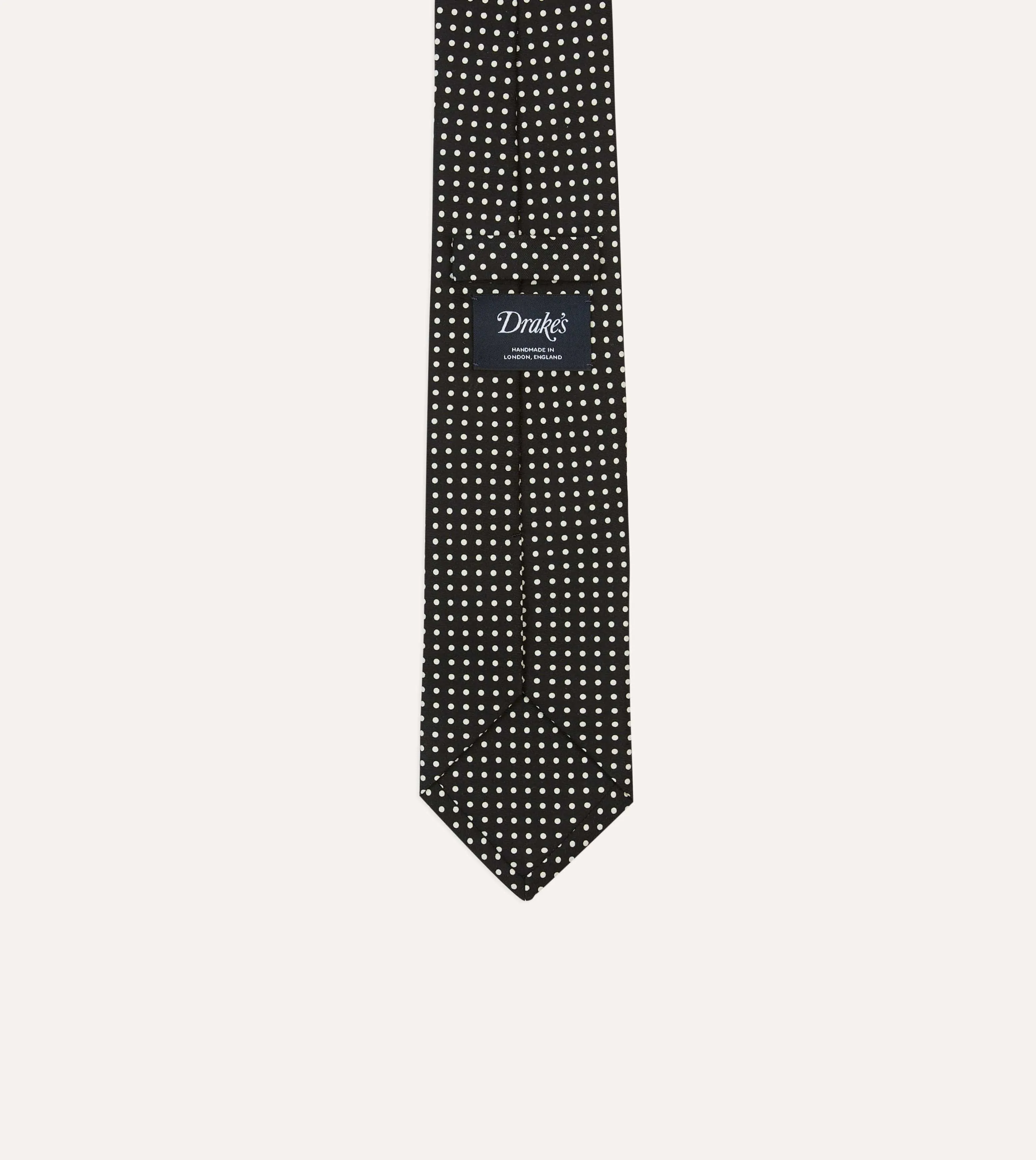 Black Small Spot Silk Self-Tipped Tie sold by Drake's London product image thumbnail 4
