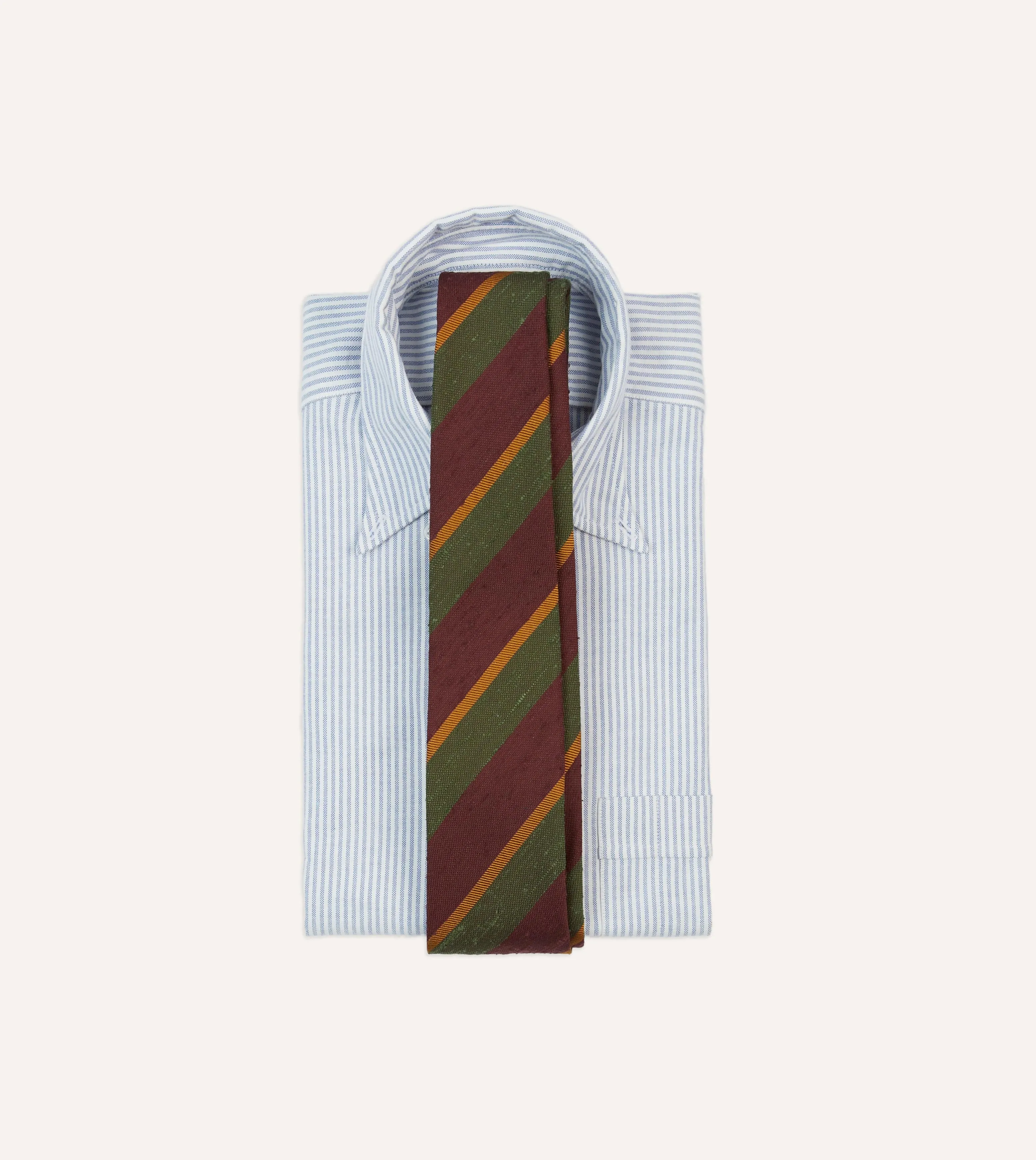 Burgundy Multi Stripe Shantung Silk Tie sold by Drake's London product image thumbnail 2