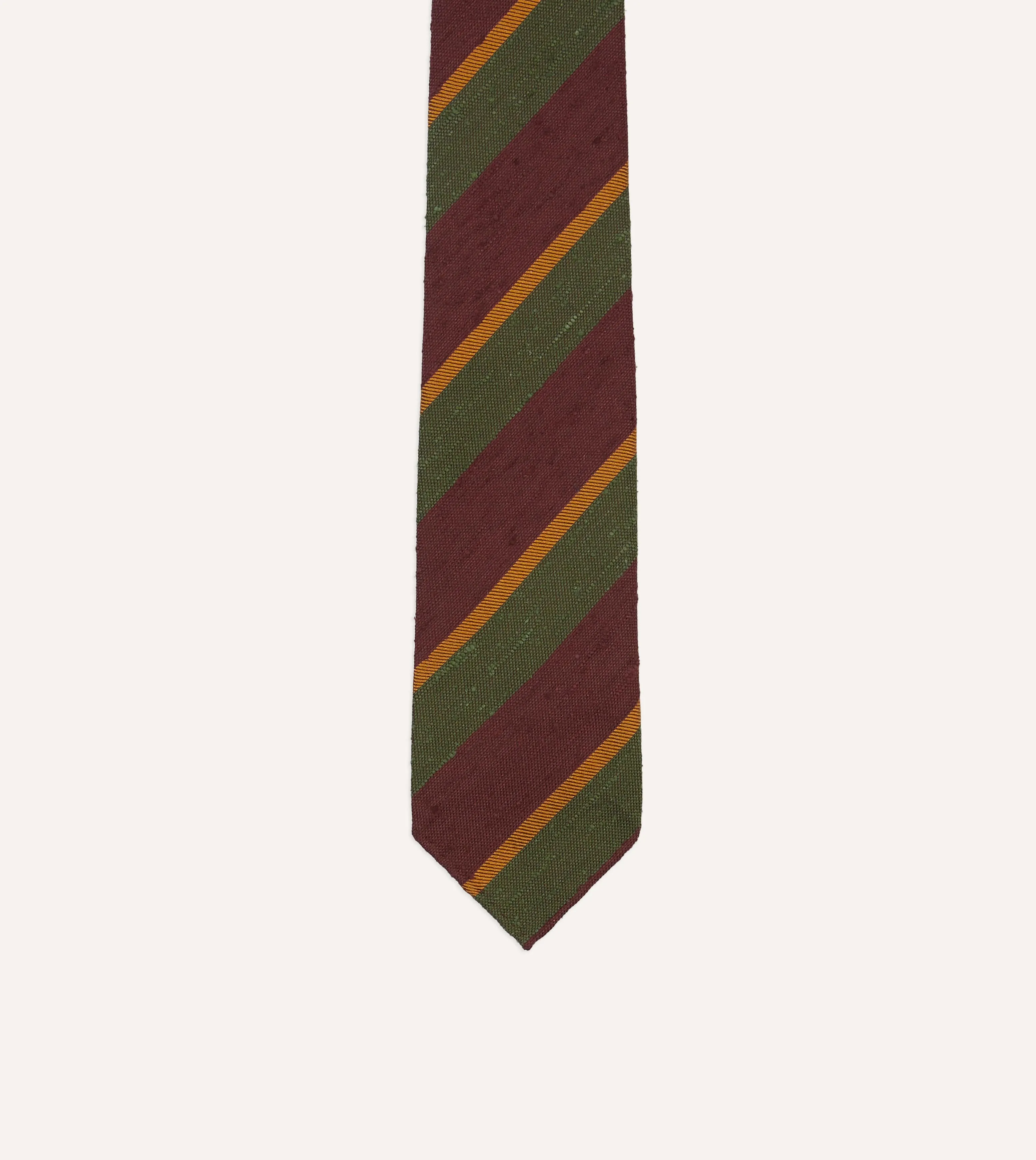 Burgundy Multi Stripe Shantung Silk Tie sold by Drake's London product image thumbnail 3