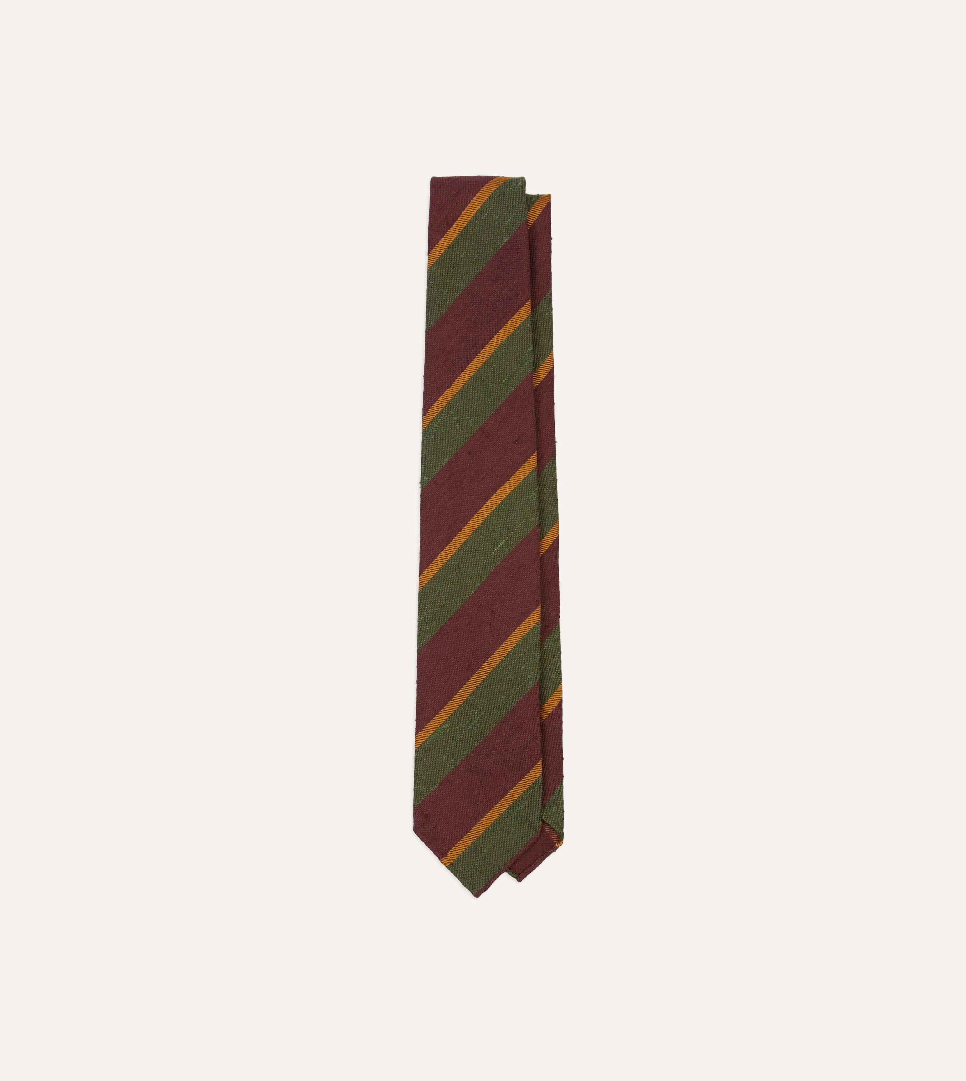 Burgundy Multi Stripe Shantung Silk Tie sold by Drake's London
