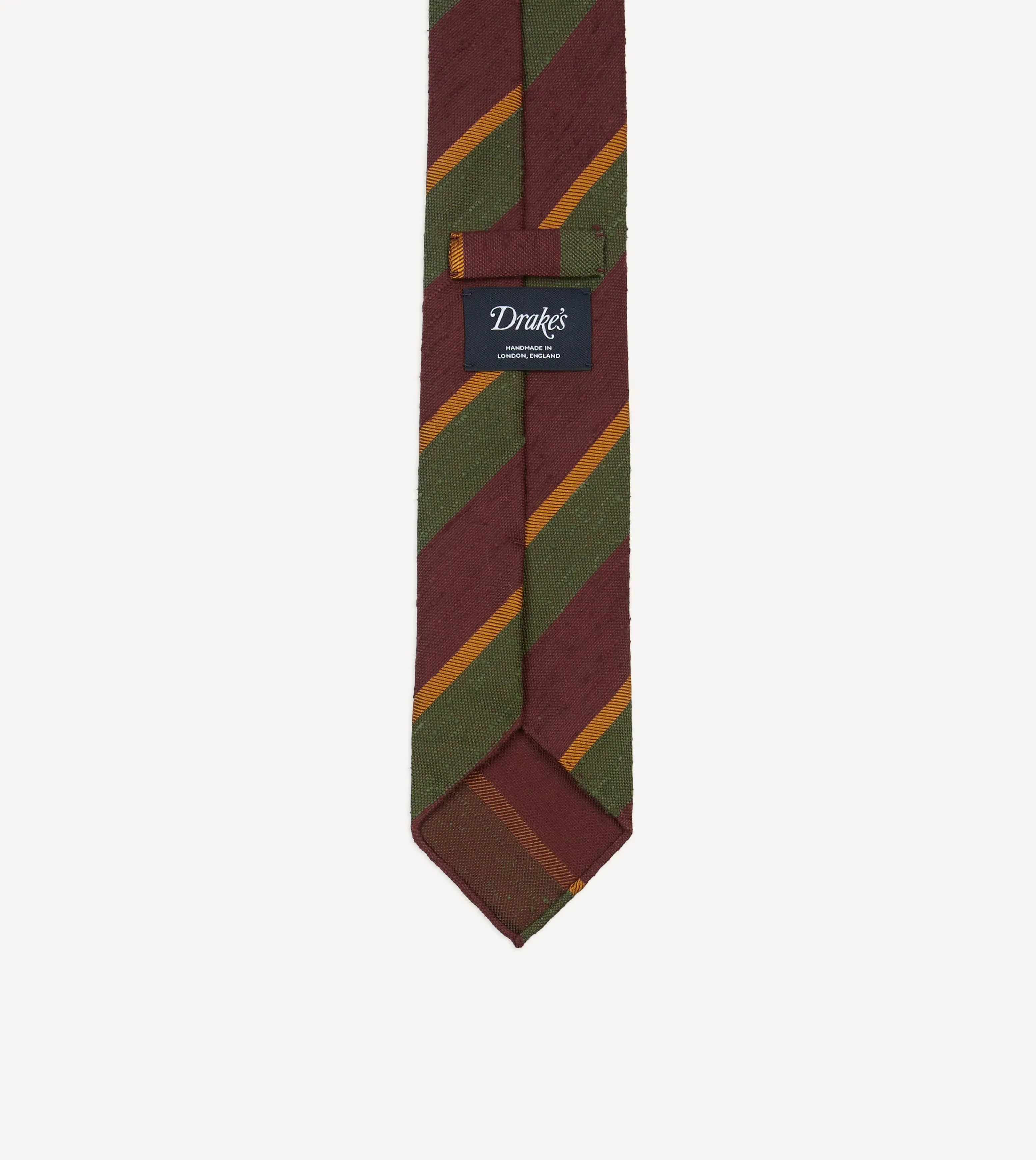 Burgundy Multi Stripe Shantung Silk Tie sold by Drake's London product image thumbnail 4