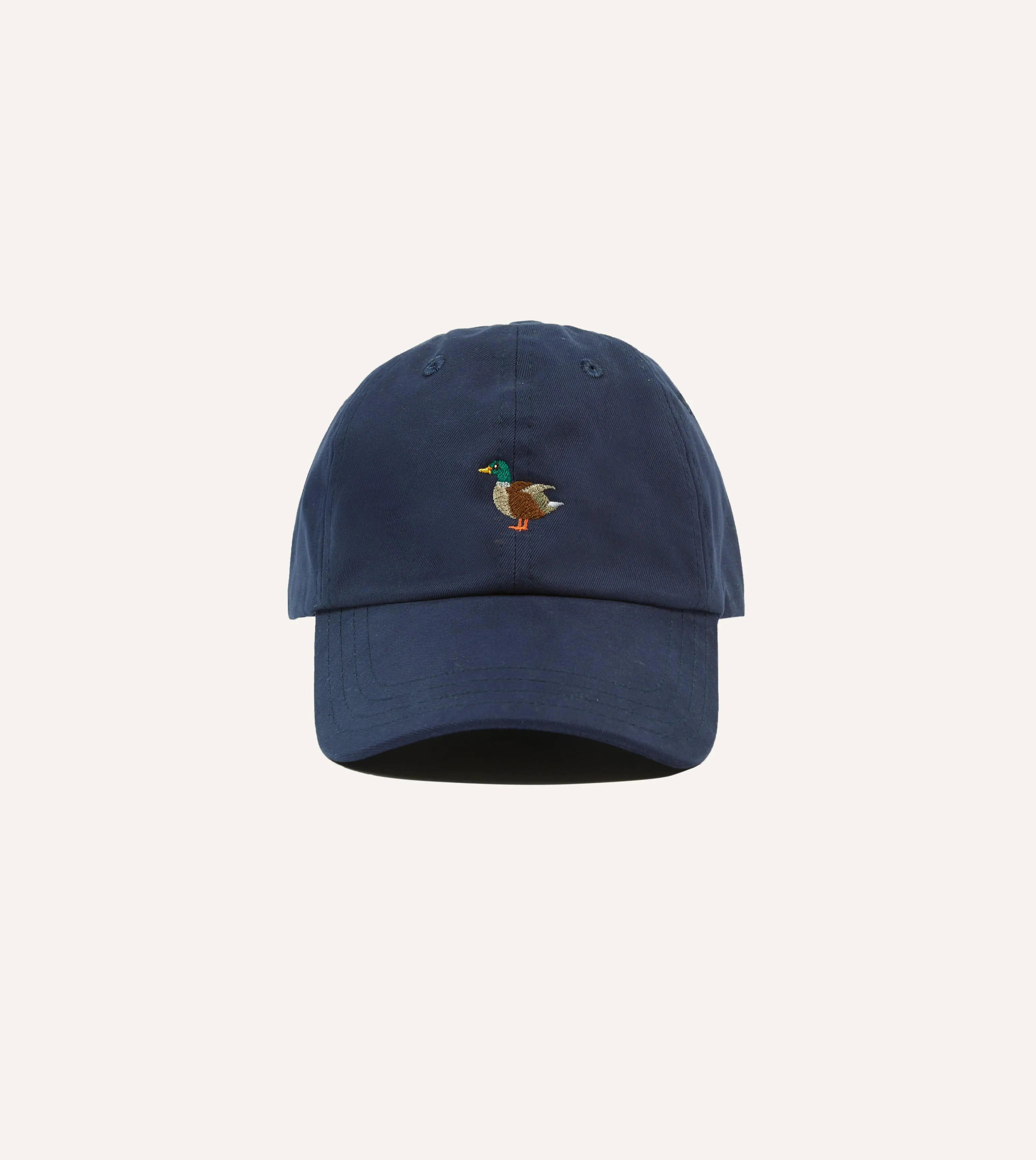 Navy Duck Emblem Cotton Baseball Cap sold by Drake's London