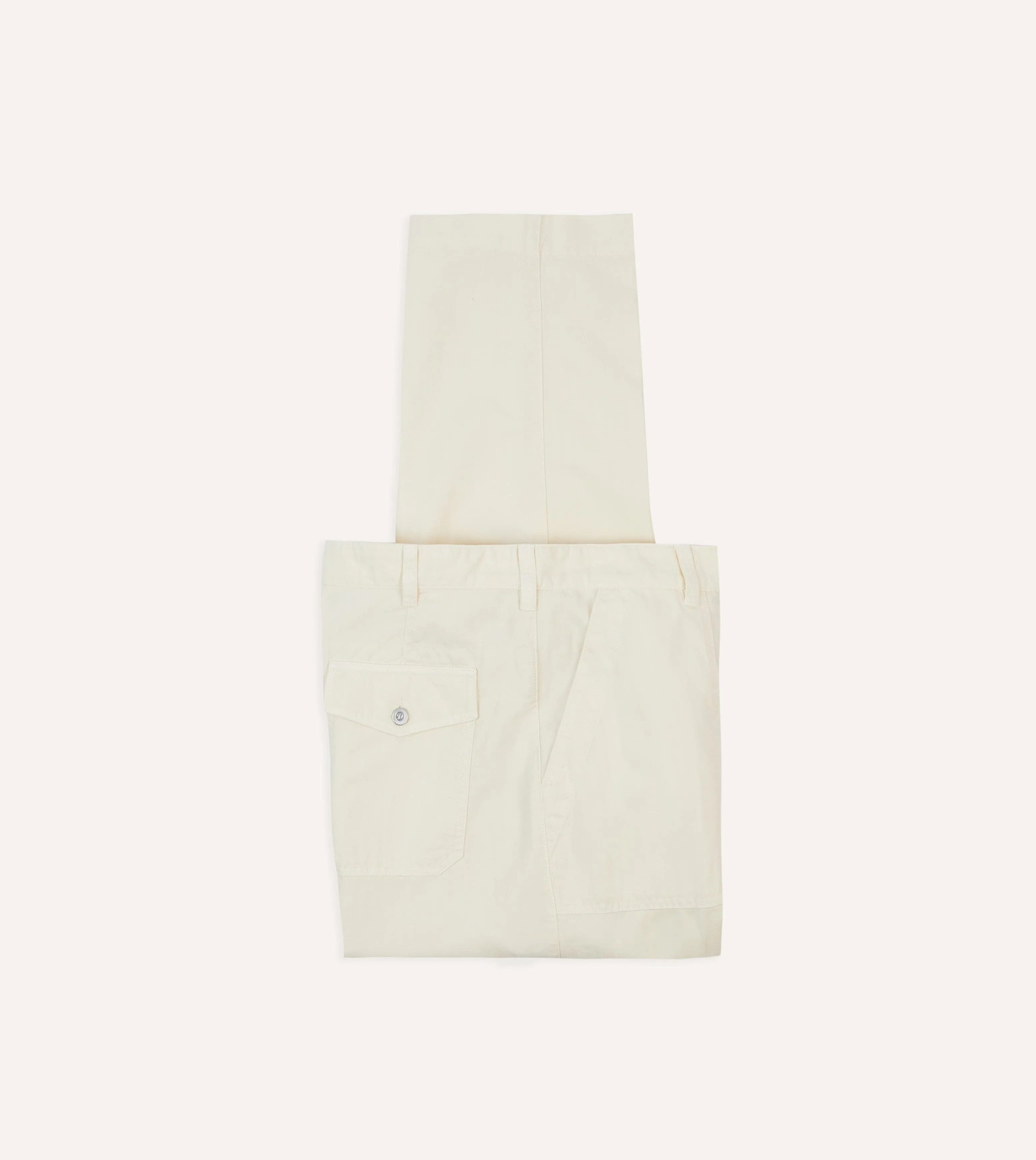 Ecru Cotton-Linen Herringbone Fatigue Trouser sold by Drake's London