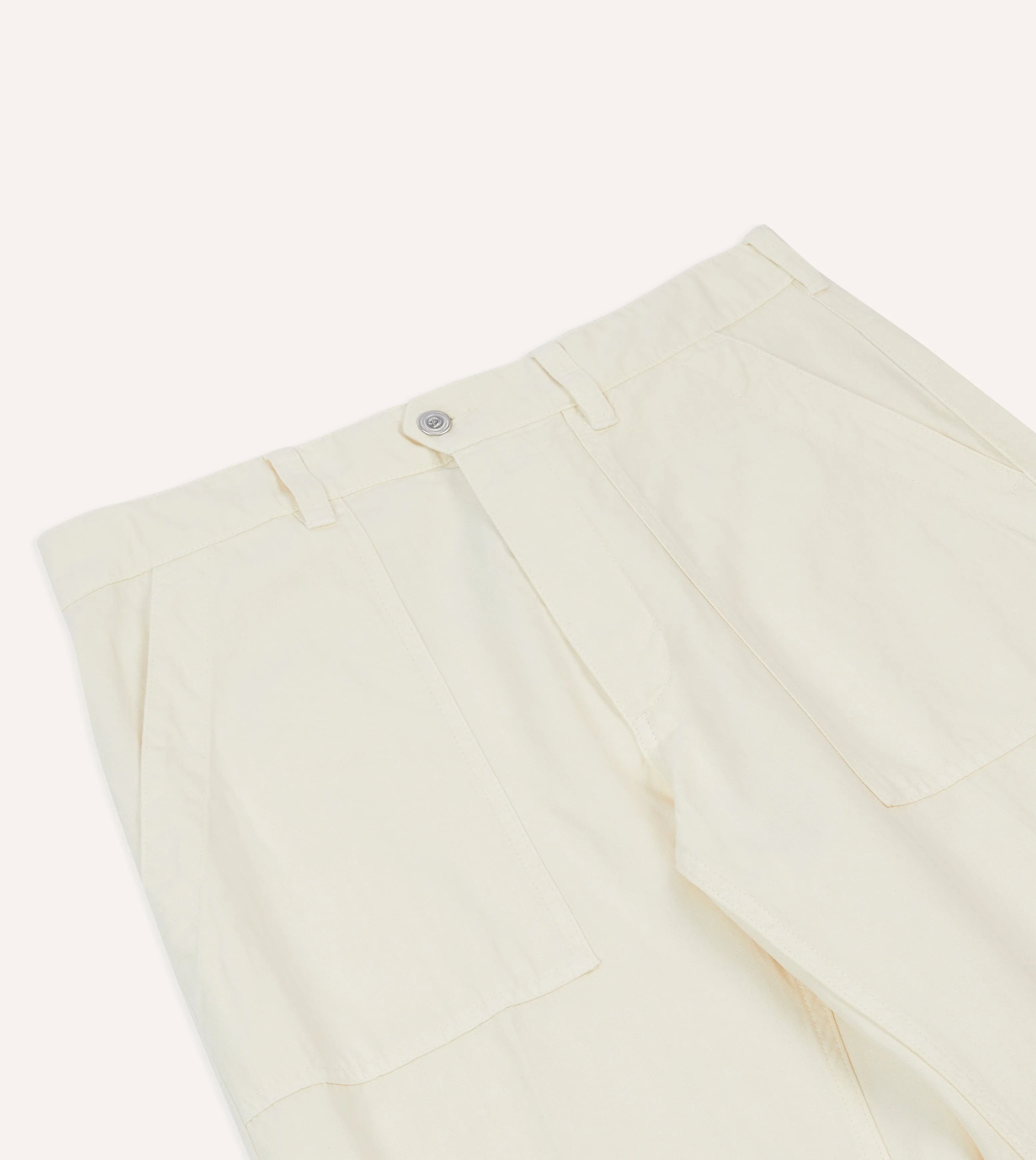 Ecru Cotton-Linen Herringbone Fatigue Trouser sold by Drake's London product image thumbnail 4