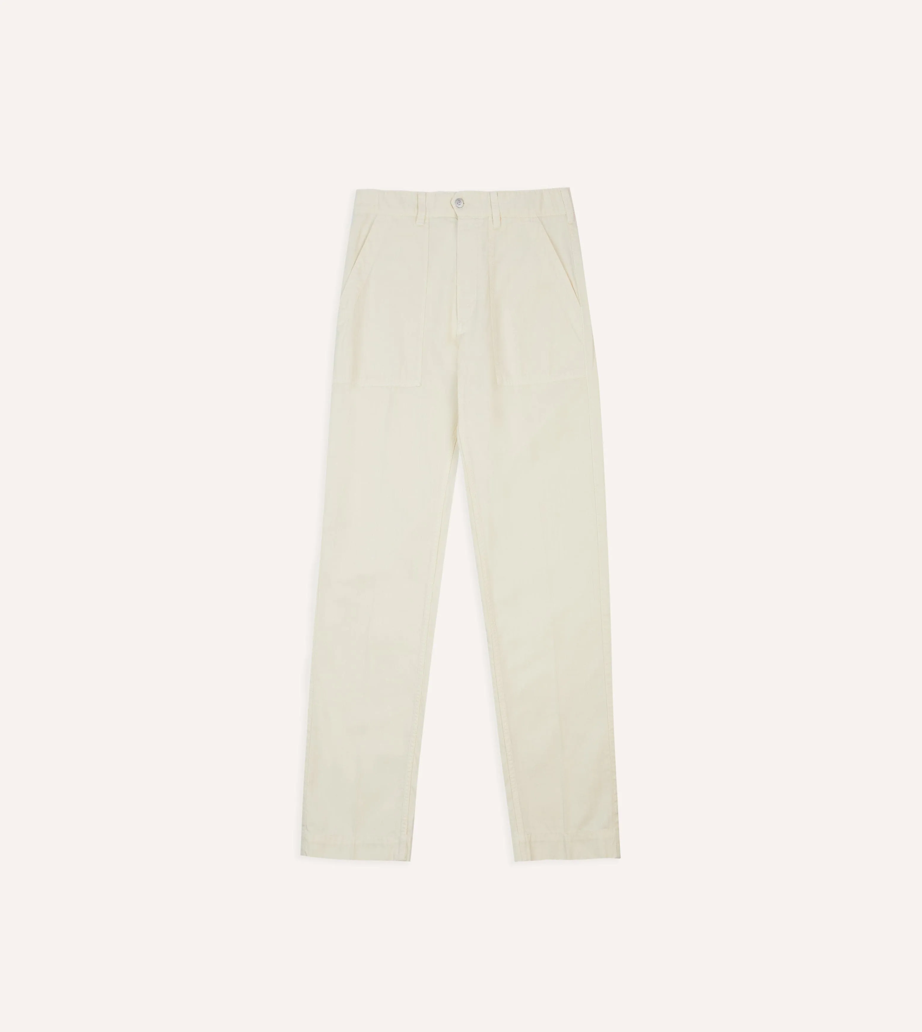 Ecru Cotton-Linen Herringbone Fatigue Trouser sold by Drake's London product image thumbnail 3