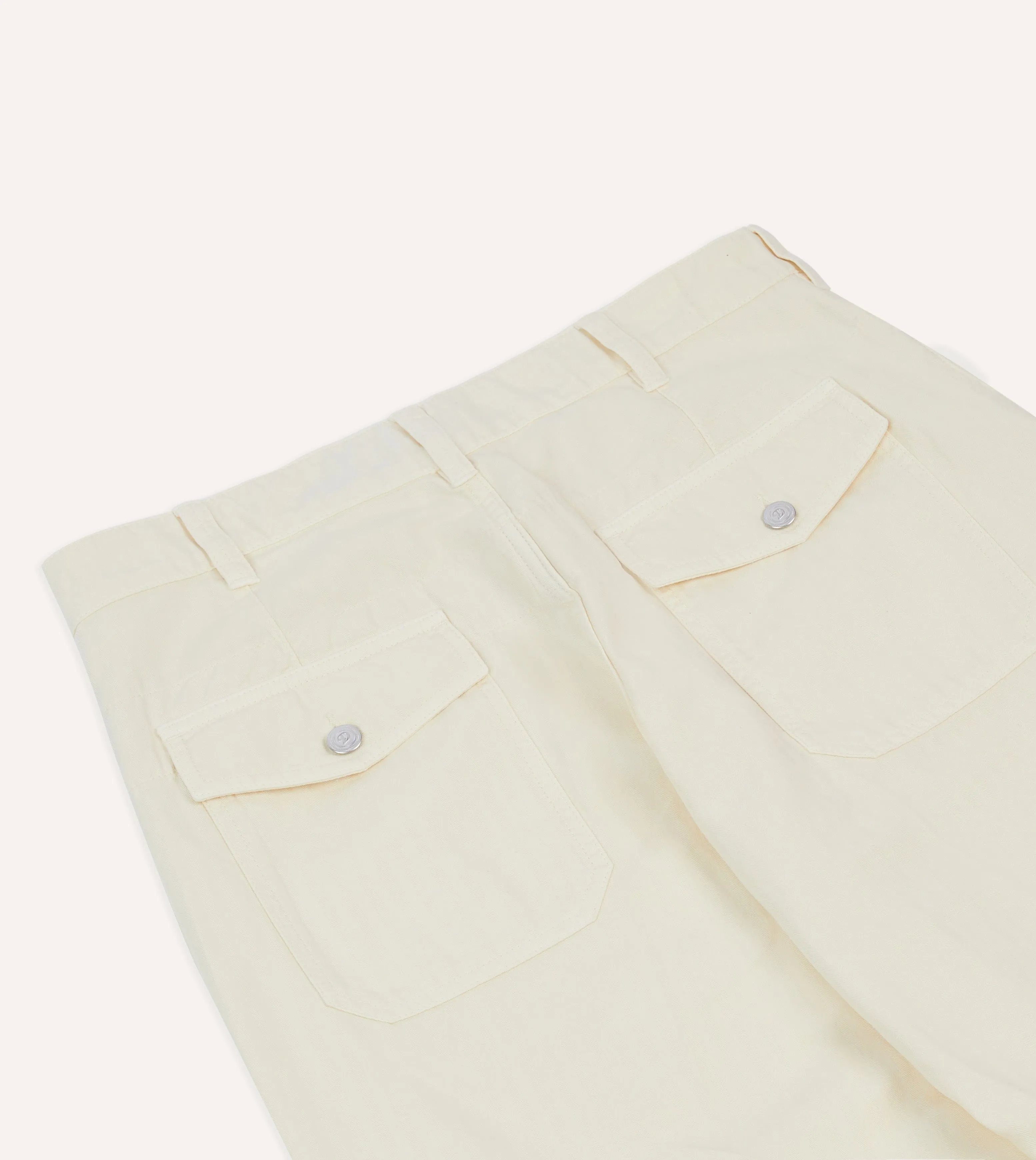 Ecru Cotton-Linen Herringbone Fatigue Trouser sold by Drake's London product image thumbnail 5