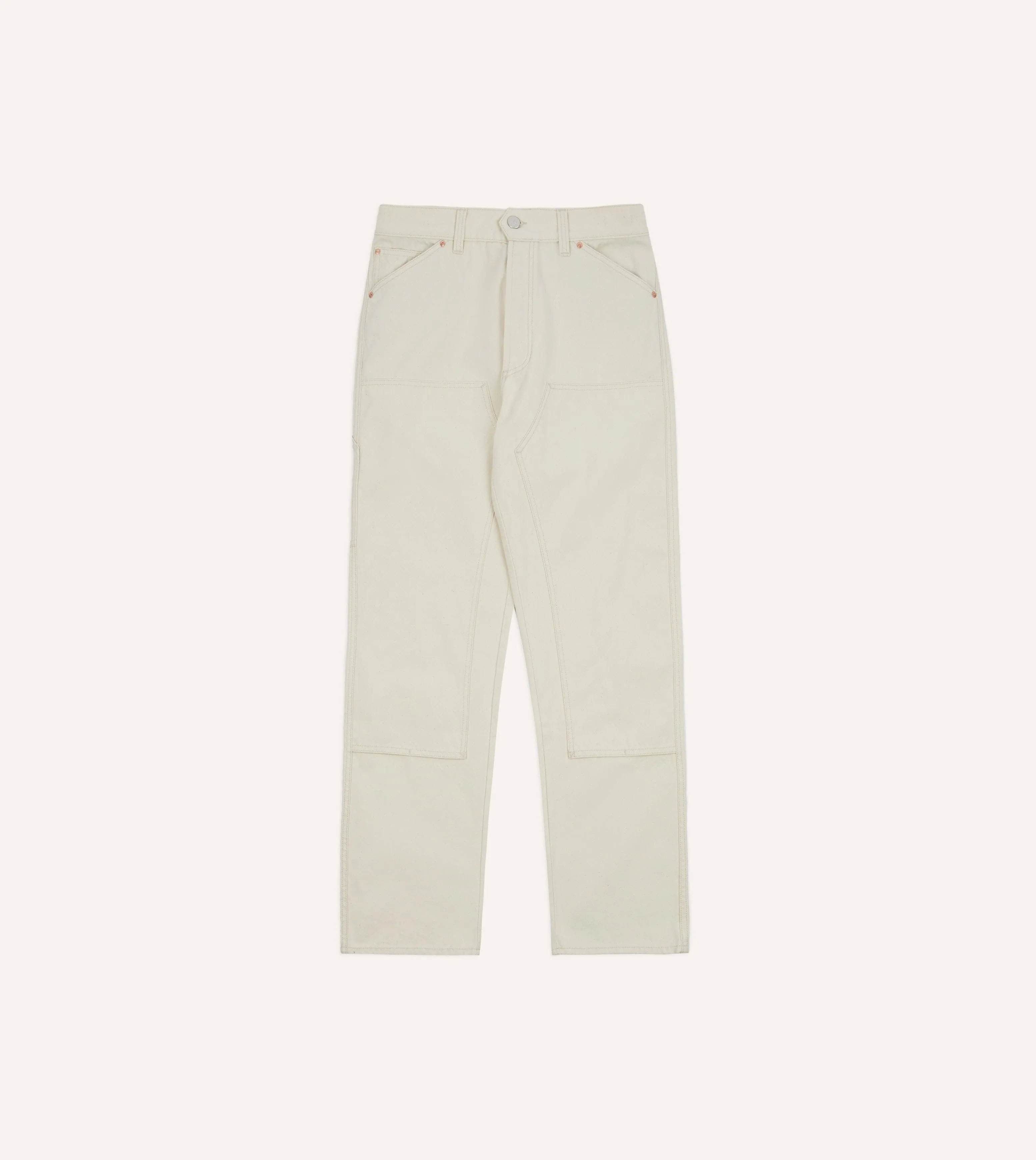 Ecru Cotton Canvas Carpenter Jeans sold by Drake's London product image thumbnail 3